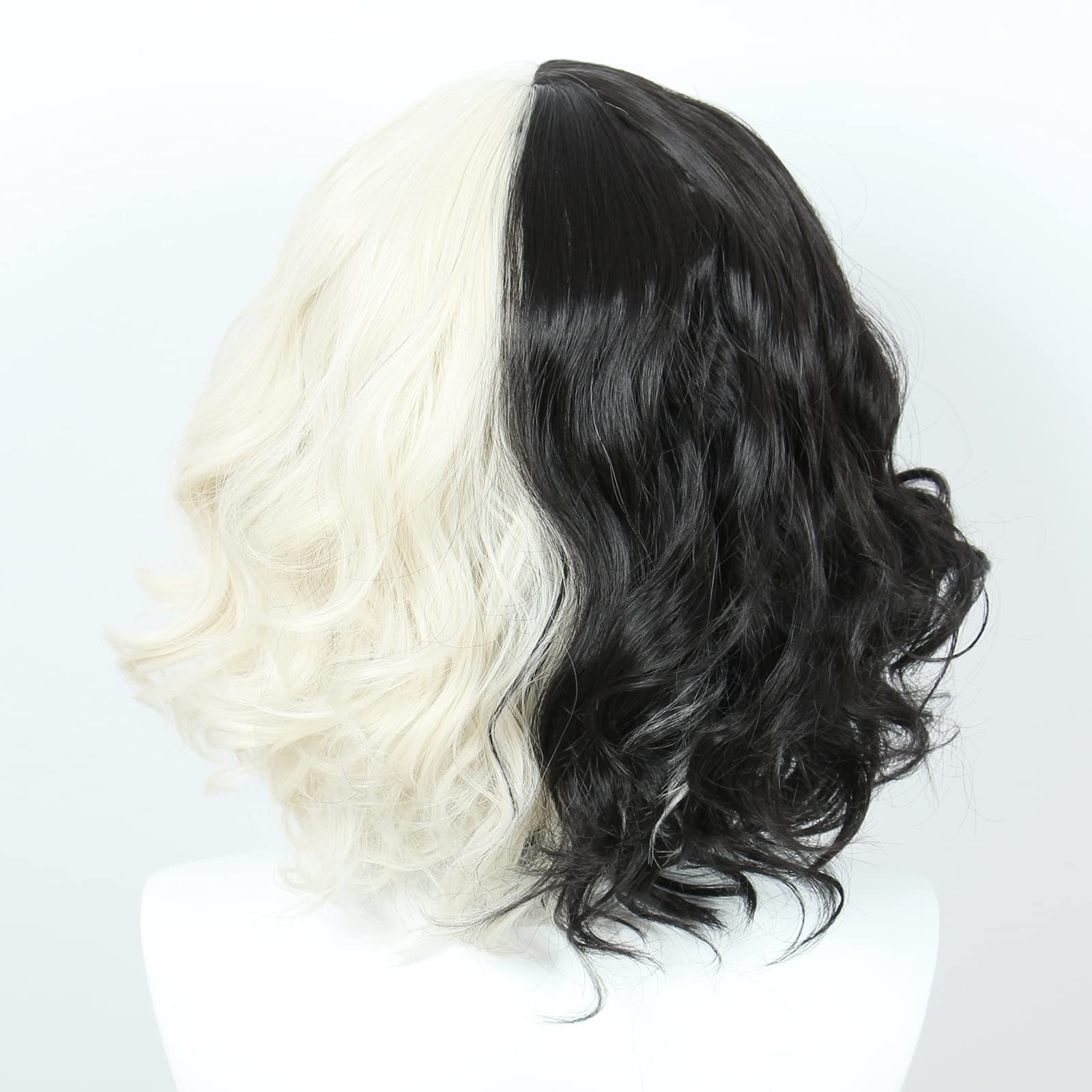 Linfairy Half Light Blonde And Black Wig Halloween Costume Cosplay Wigs For Women