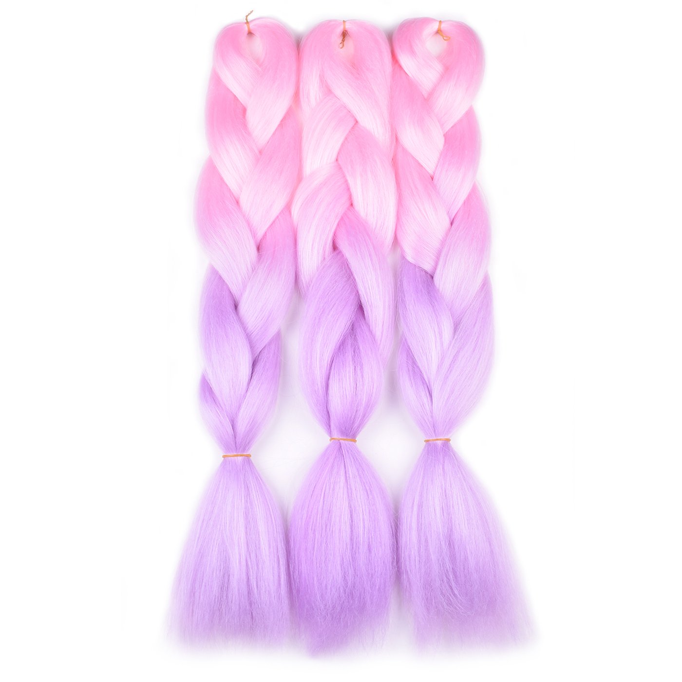 Bacana Ombre Braiding Hair Kanekalon Light Pink/Light Purple 3 Packs Jumbo Braid In Hair Extension Ombre Colors High Temperature
