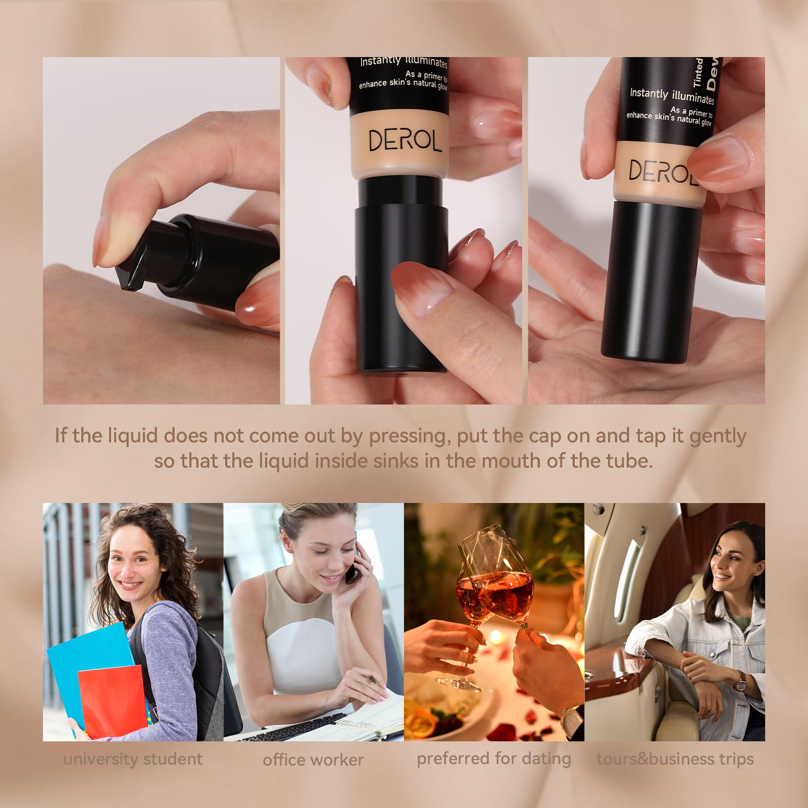 Matte Tinted Moisturizer Foundation Primer - 2-IN-1 Hydrating Tinted Cream - Dewy Finish Cream Foundation and Lightweight Face P