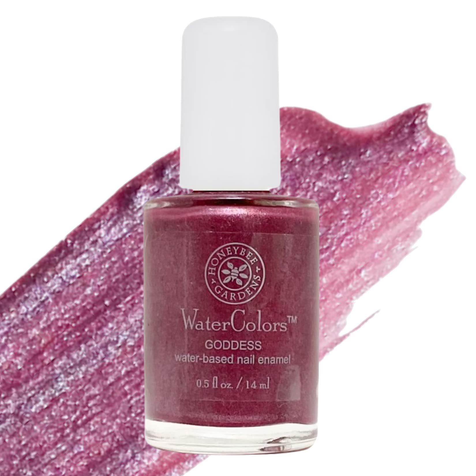 Honeybee Gardens Water-Based Nail Enamel, Goddess, Slight Iridescence & Shimmer Medium Purple Berry, Eco-Friendly, Odorless & Vi