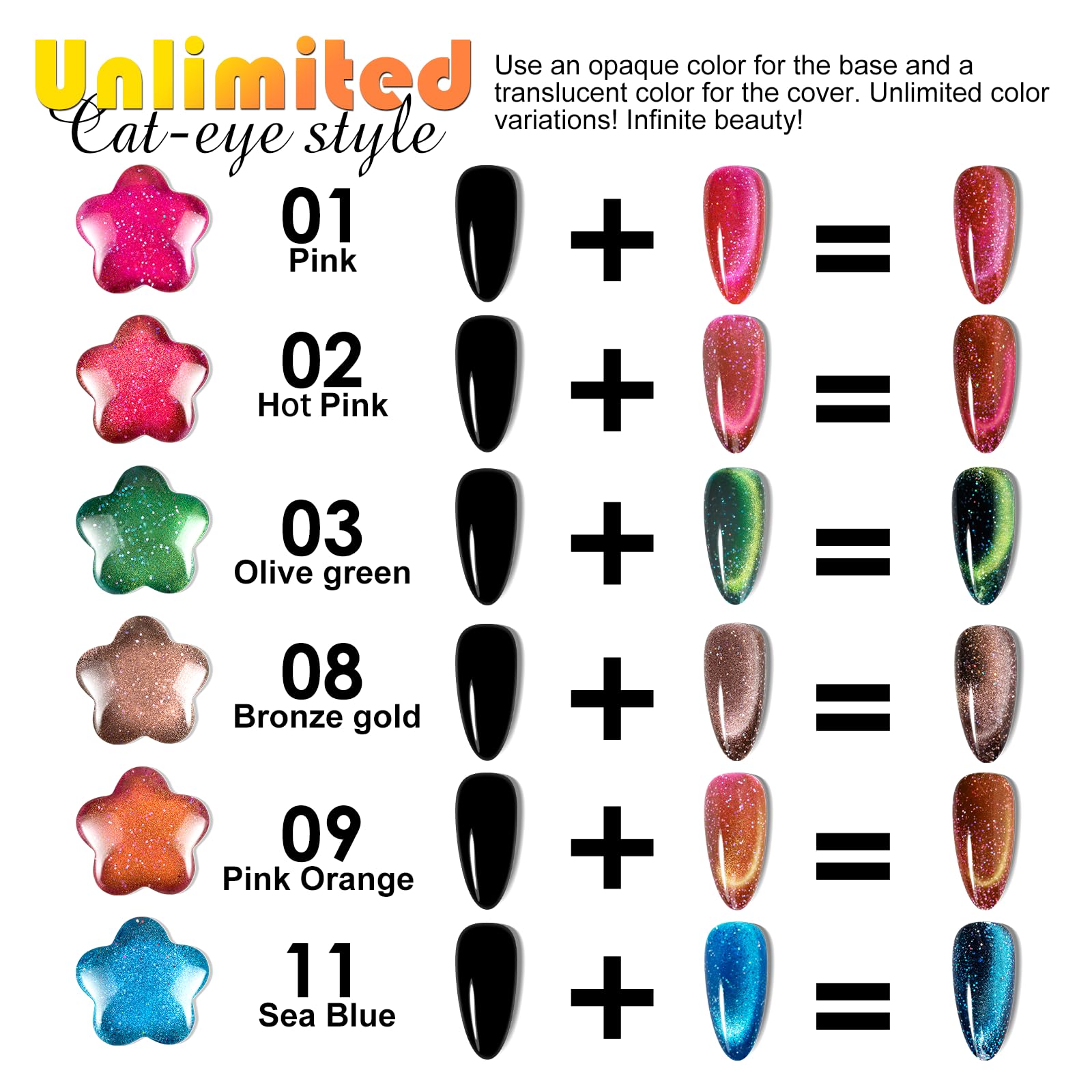 Nxj Infilila Cat Eye Gel Nail Polish,15Ml Holographic Cat Eye Gel Polish, Pink Orange Glitter Cat Eye Polish Magnetic Reflective