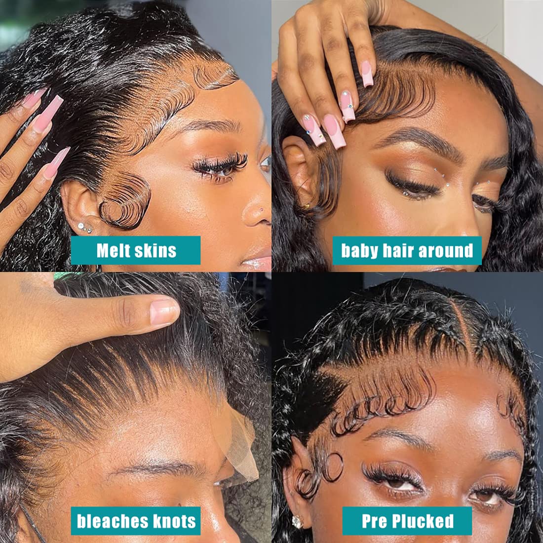 Deep Wave Lace Front Wigs Human Hair 180% Density Curly Lace Front Wig Human Hair Soft 13X4 Lace Frontal Human Hair Wig With Bab