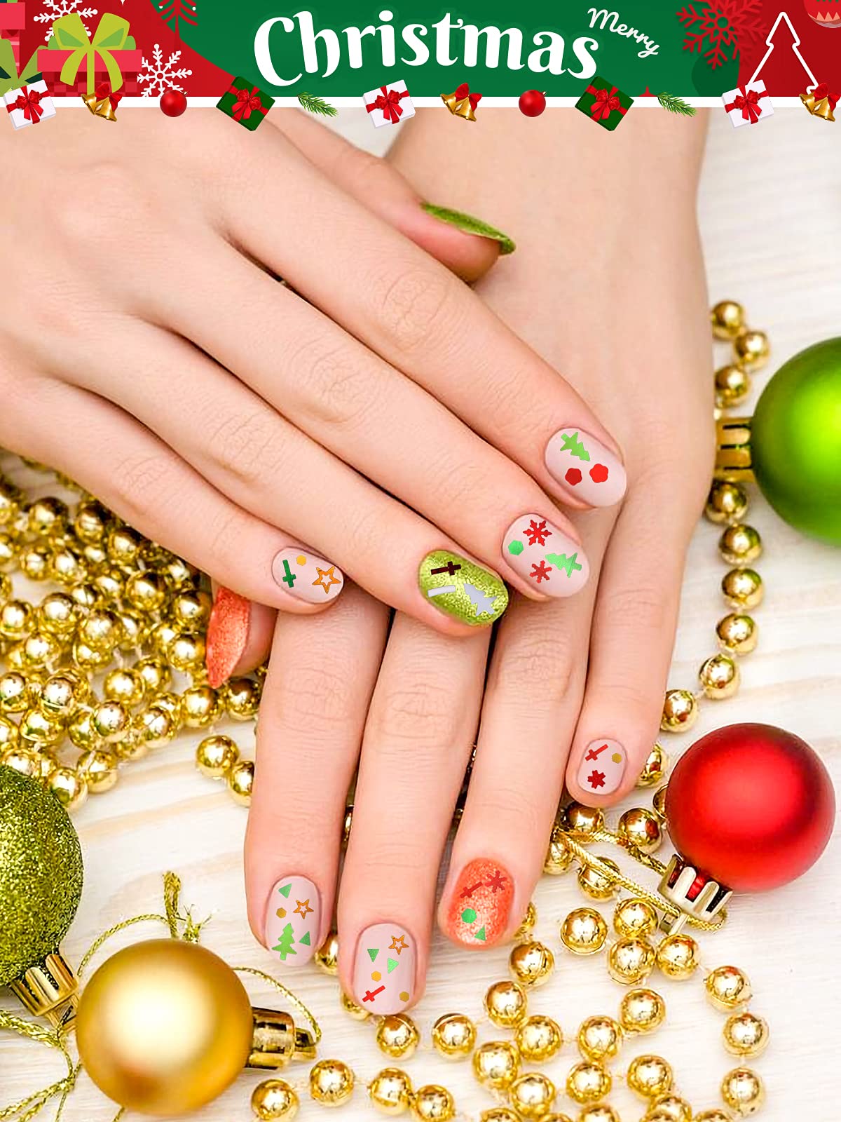 36 Grids Christmas Nail Art Sequins, Ebanku Holographic Snowflakes Xmas Tree Snowman Flake Nail Glitter Sequins Colorful Sparkly