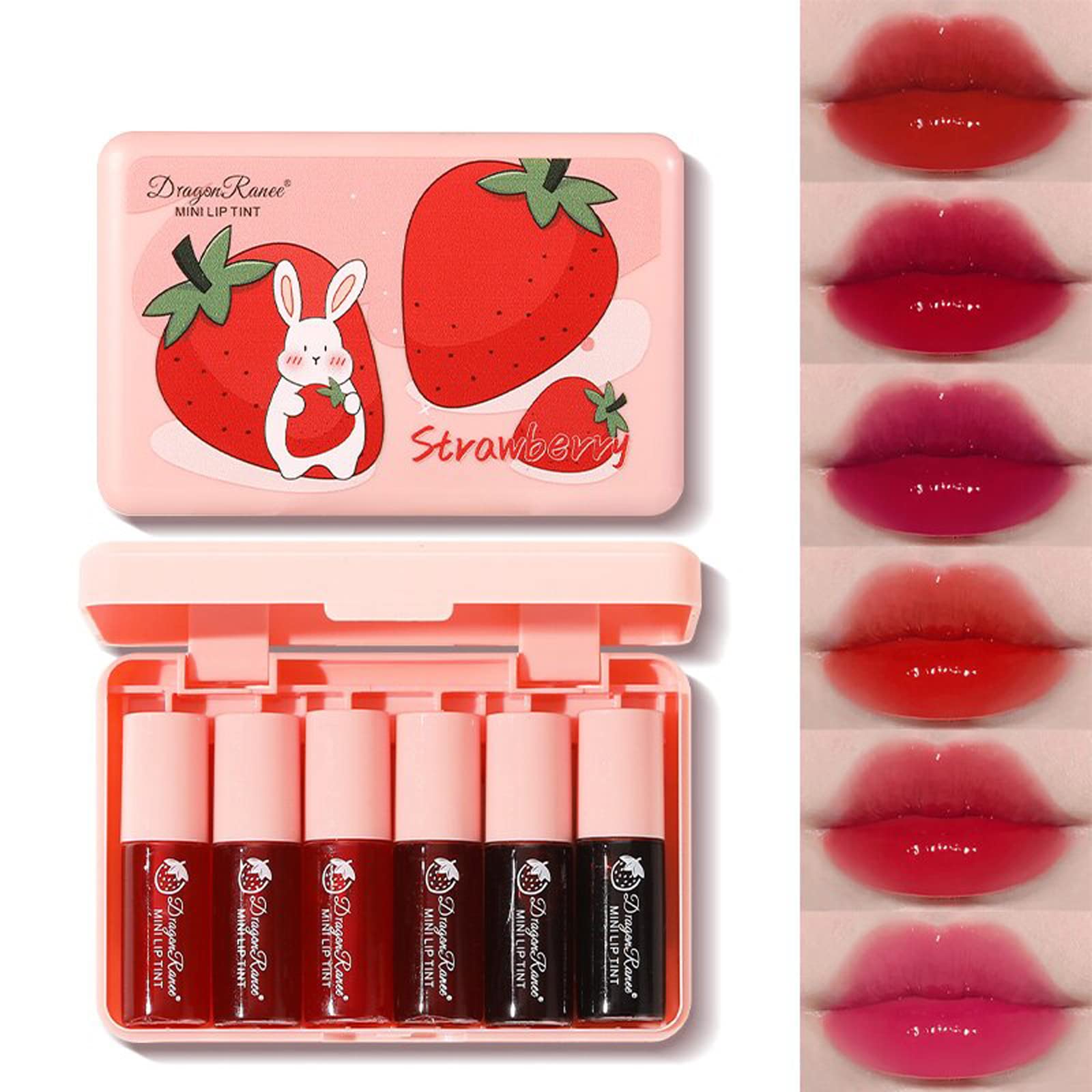 6 Colors Lip Tint Stain Set, Korean Lip Gloss Mini Liquid Lipstick, Lip And Cheek Tint, Long Lasting Non-Stick Cup Waterproof Ma