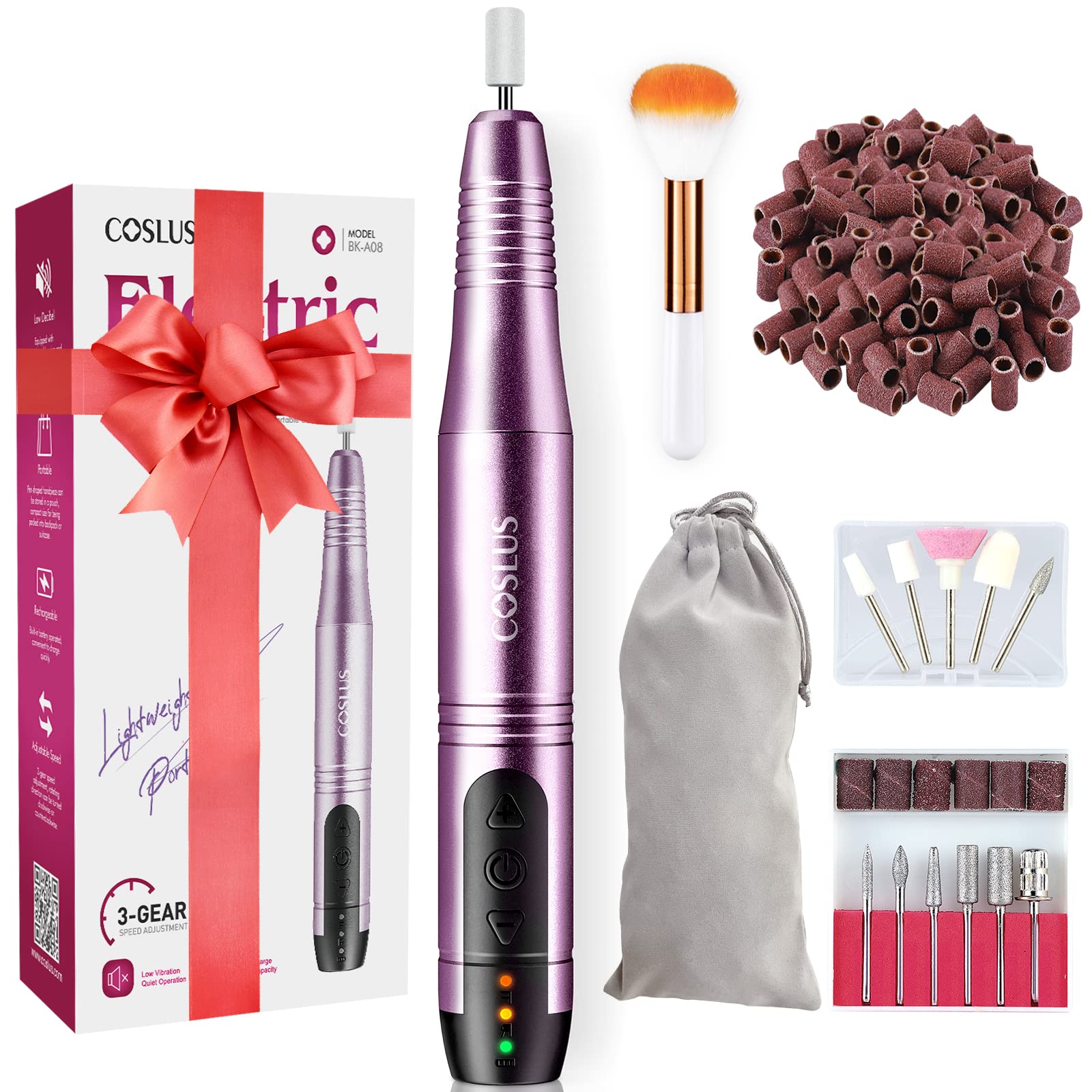 Cordless Nail Drill Electric File: Professional For Acrylic Gel Dip Powder Nails Portable Nail Drill Machine Kit For Manicure Pe