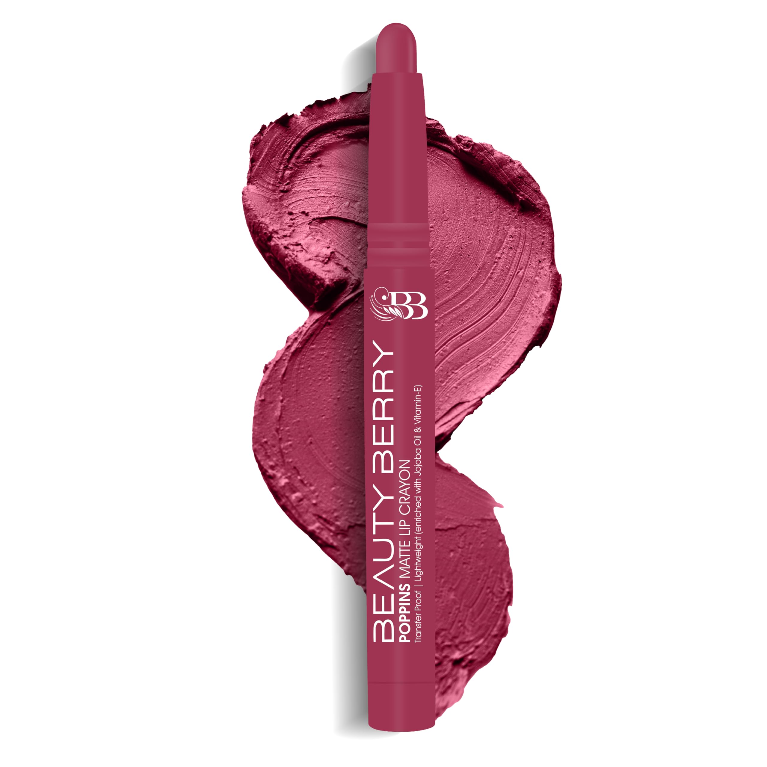 Beautyberry Poppins Matte Lip Crayon Lipstick For Women Long Lasting Non Transfer Lip Crayon Smudge Proof & Waterproof Lipstick 