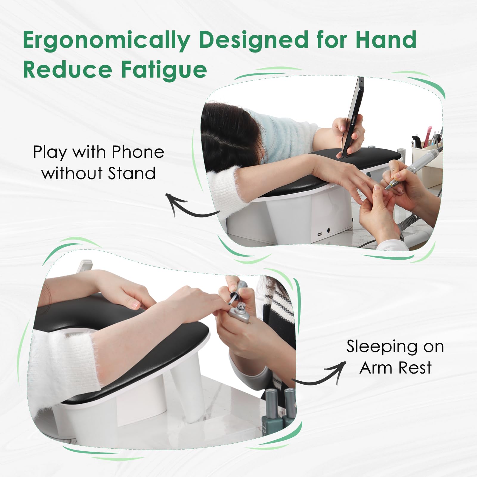 Lionvison Arm Rest For Nails Tech U Shaped - Comfortable Manicure Nail Hand Rest Pillow Cushion, Pu Leather Nail Armrest Stand F