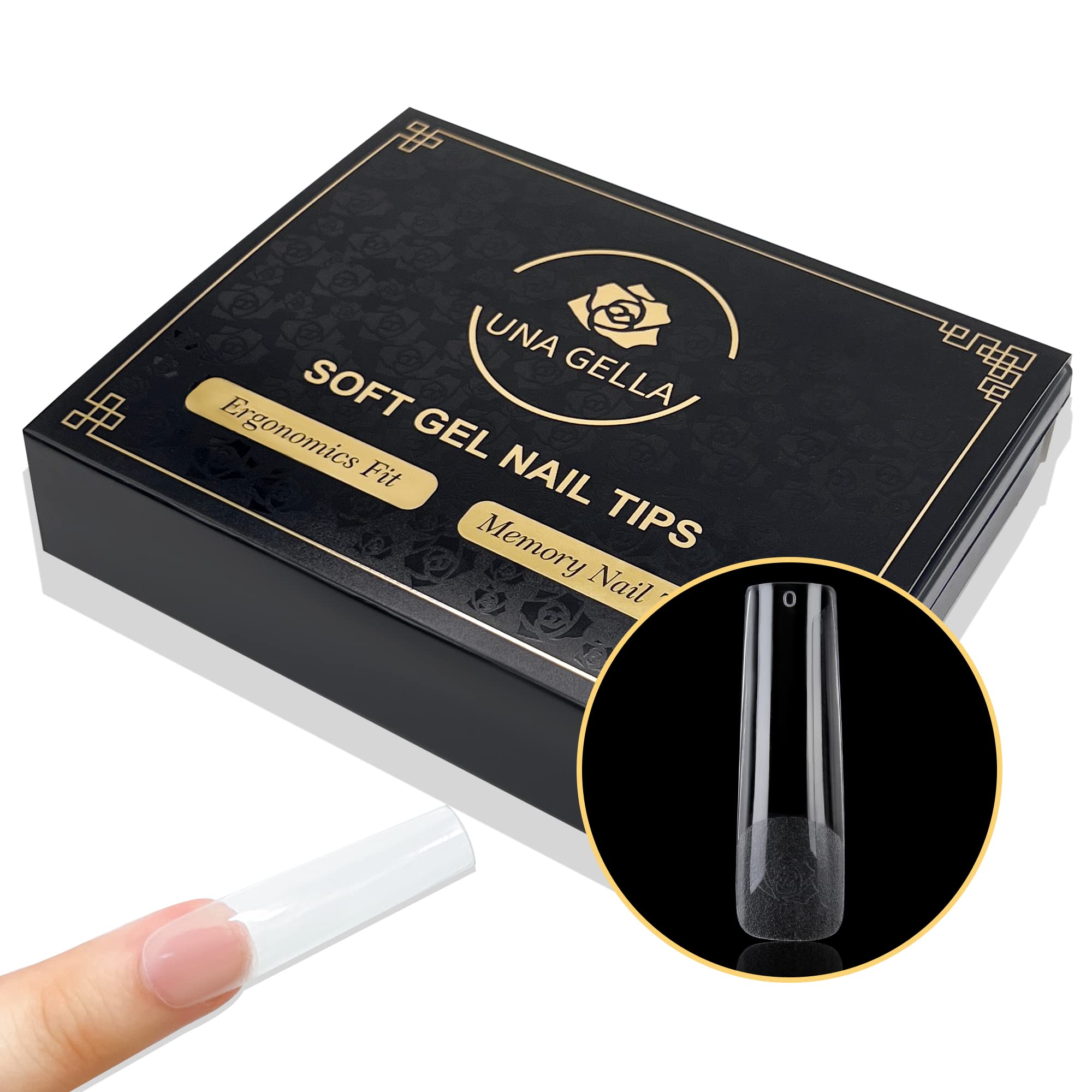 Una Gella Soft Gel Nail Tips Long Pre-File 120 Square Gel Tips Xxl Full Cover Nail Tips No C Curve Nail Tips Square Gel Nails Ti