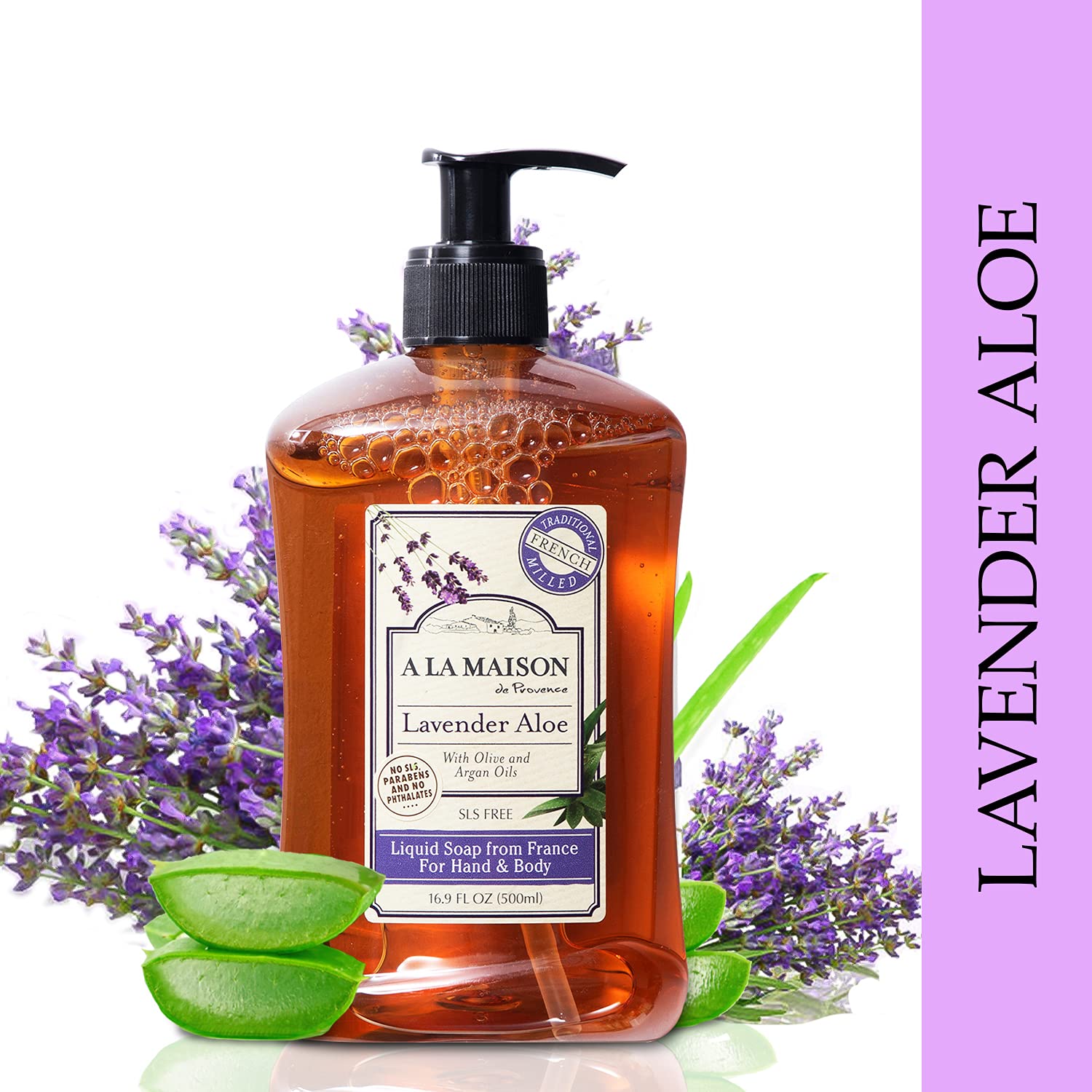 French Liquid Soap Lavender Aloe 16.90 Ounces