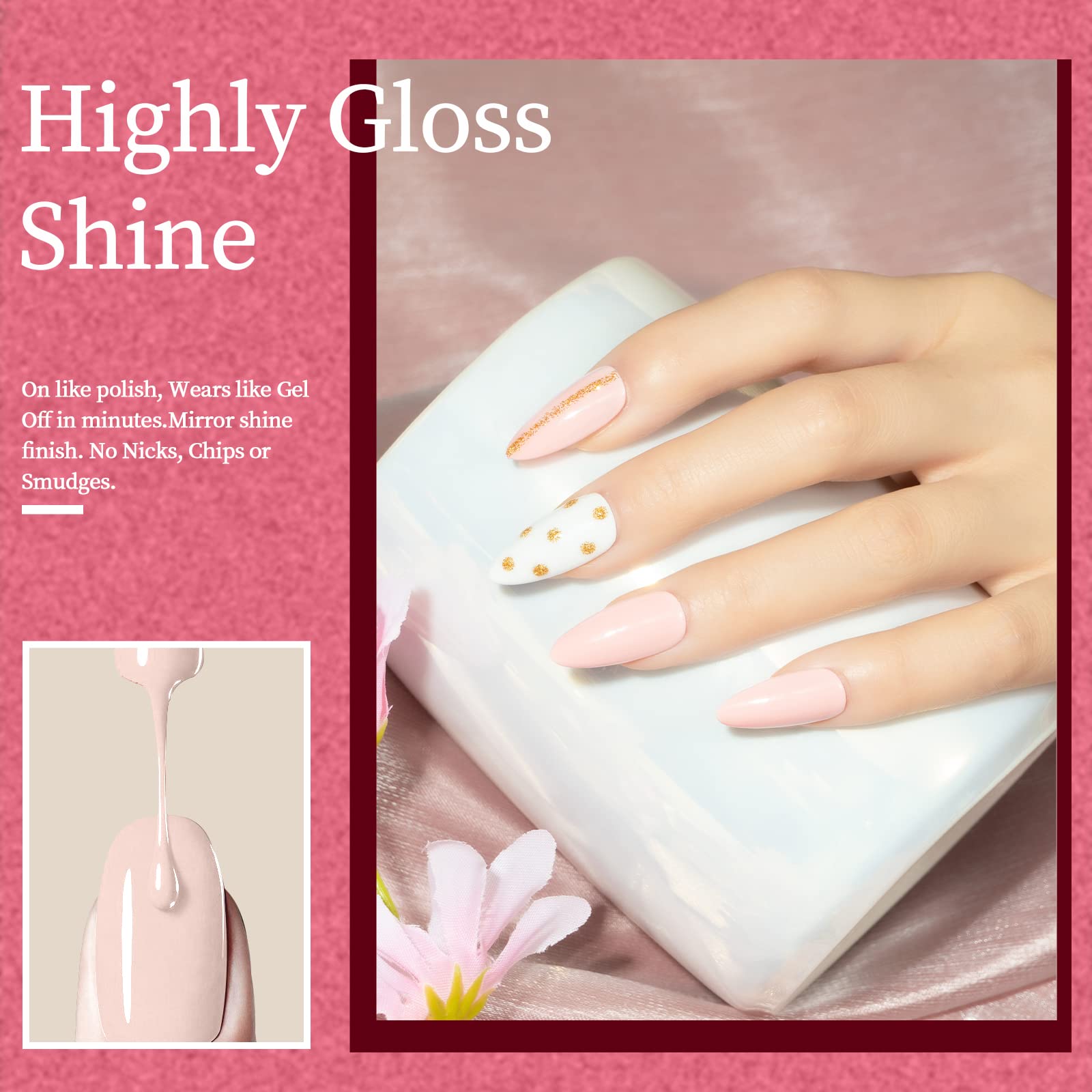 MAYCHAO 15ML Baby Pink Gel Nail Polish 1Pc Salmon Pink Gel Polish Soak Off UV LED Nail Gel Polish Nail Art Starter Manicure Salo