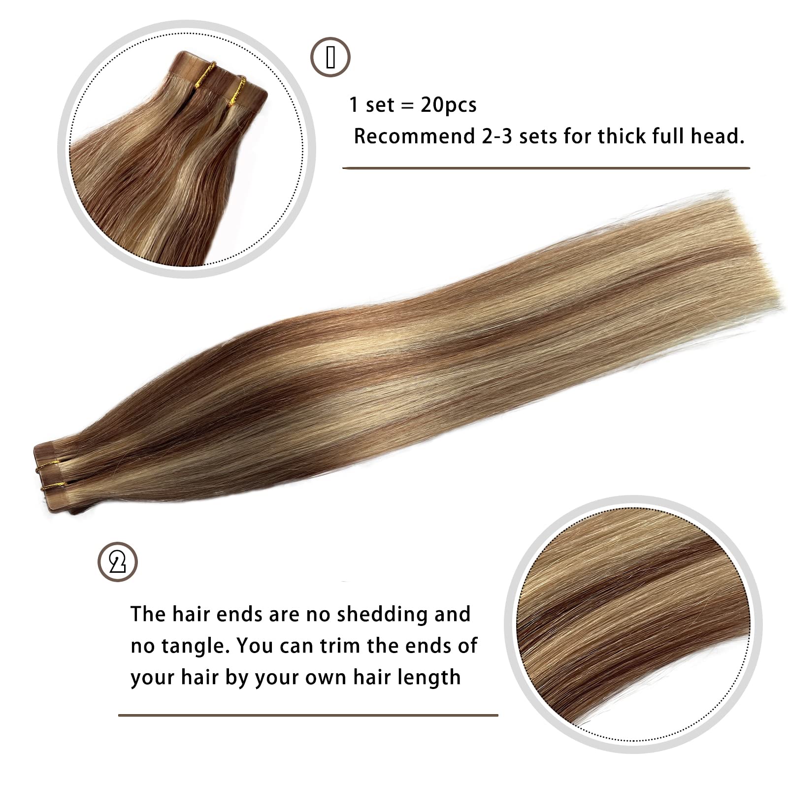 Invisible Seamless Tape In Hair Extensions Human Hair Ice White Double Sided Pu Tape In Extensions 50G/20Pcs Soft Straight Human
