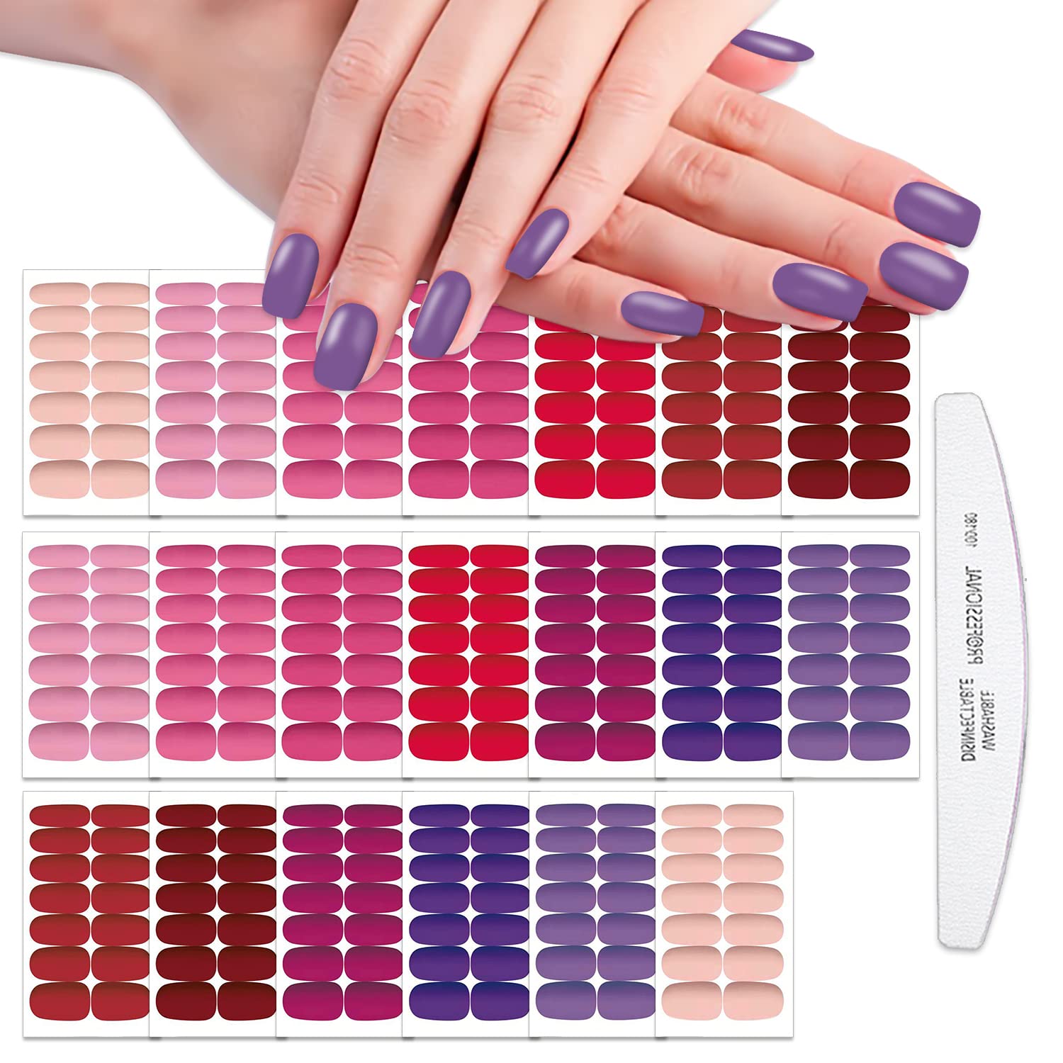 WOKOTO 20 Sheets Matte Solid Nail Polish Strips Stickers Warm Tones Low Gloss Nail Stickers Full Nail Wraps Real Nail Polish Sti
