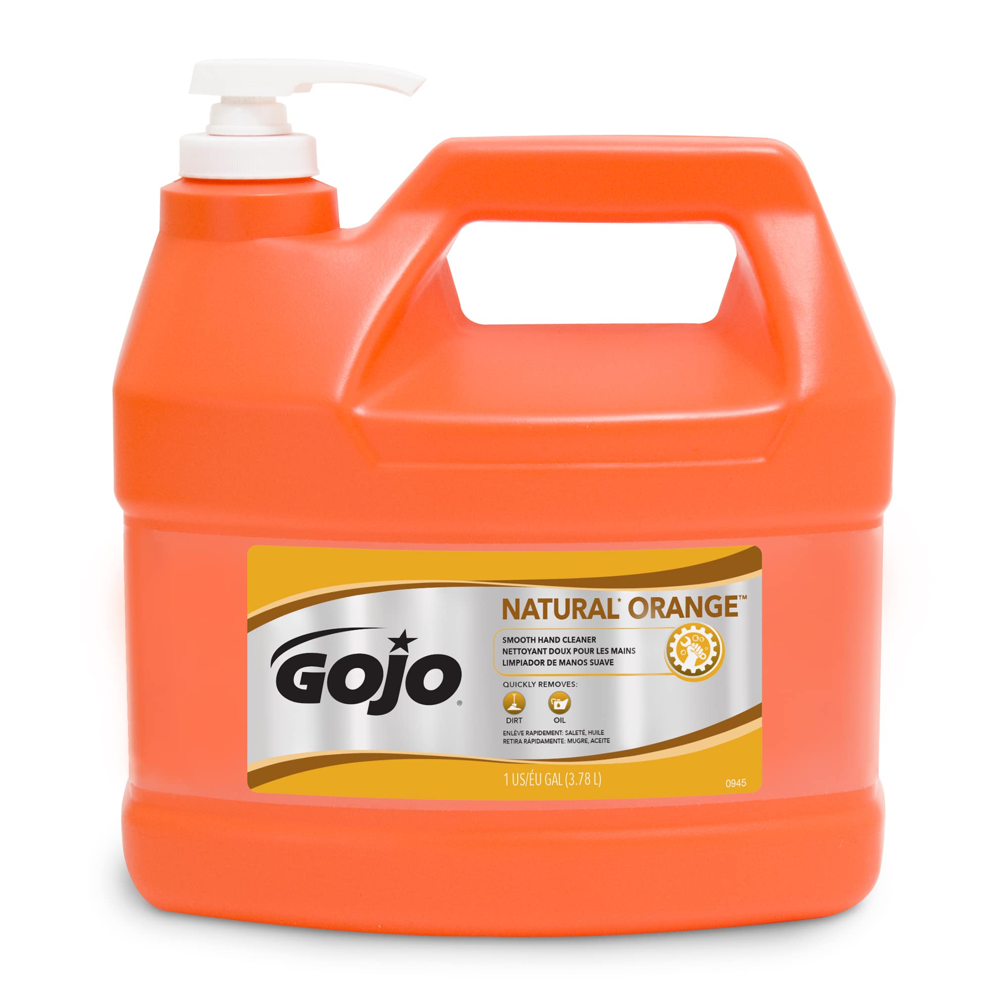 GOJO Natural Orange Liquid Hand Soap, Orange Citrus Scent, 128 oz. (094504)