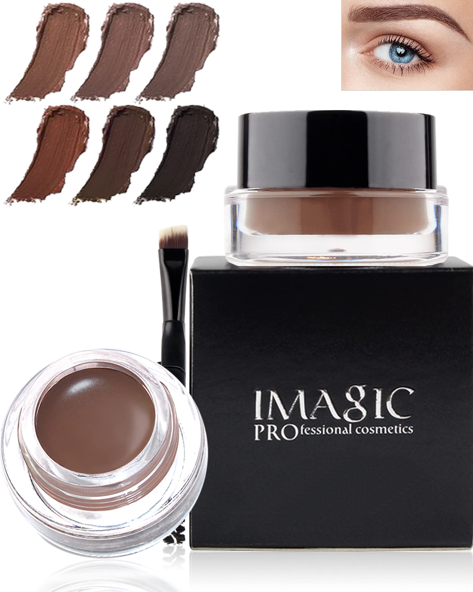 Eyebrow Pomade Waterproof, Tinted Brow Gel Cream With Brush, High-Pigmented 24 Hour Wear, Smudge Proof &Sweat-Proof, Super Cream