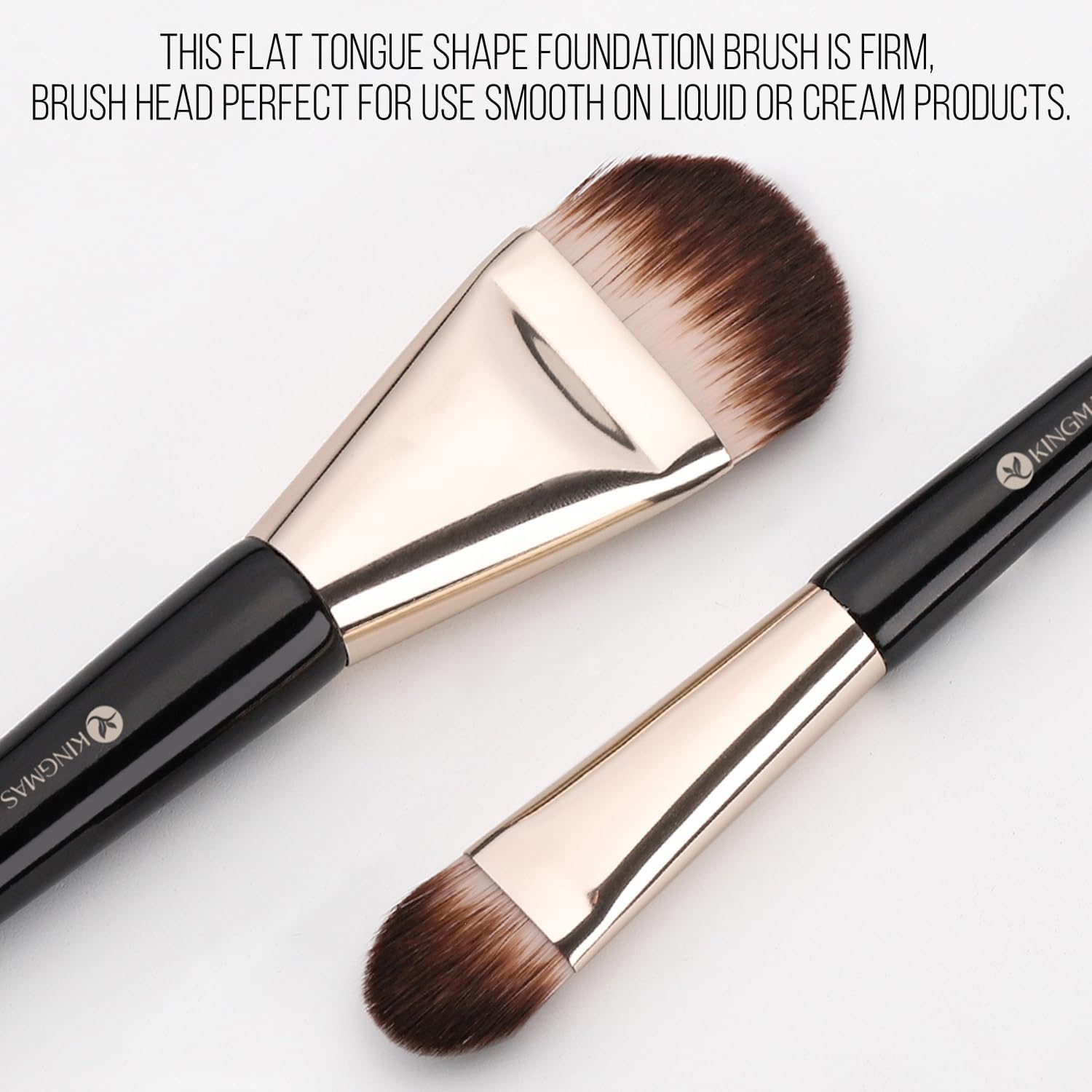Kingmas 2Pcs Foundation Makeup Brush, Premium Under Eye Nose Contour Brush, Flat Tongue-Shape Concealer Makeup Brush For Liquid