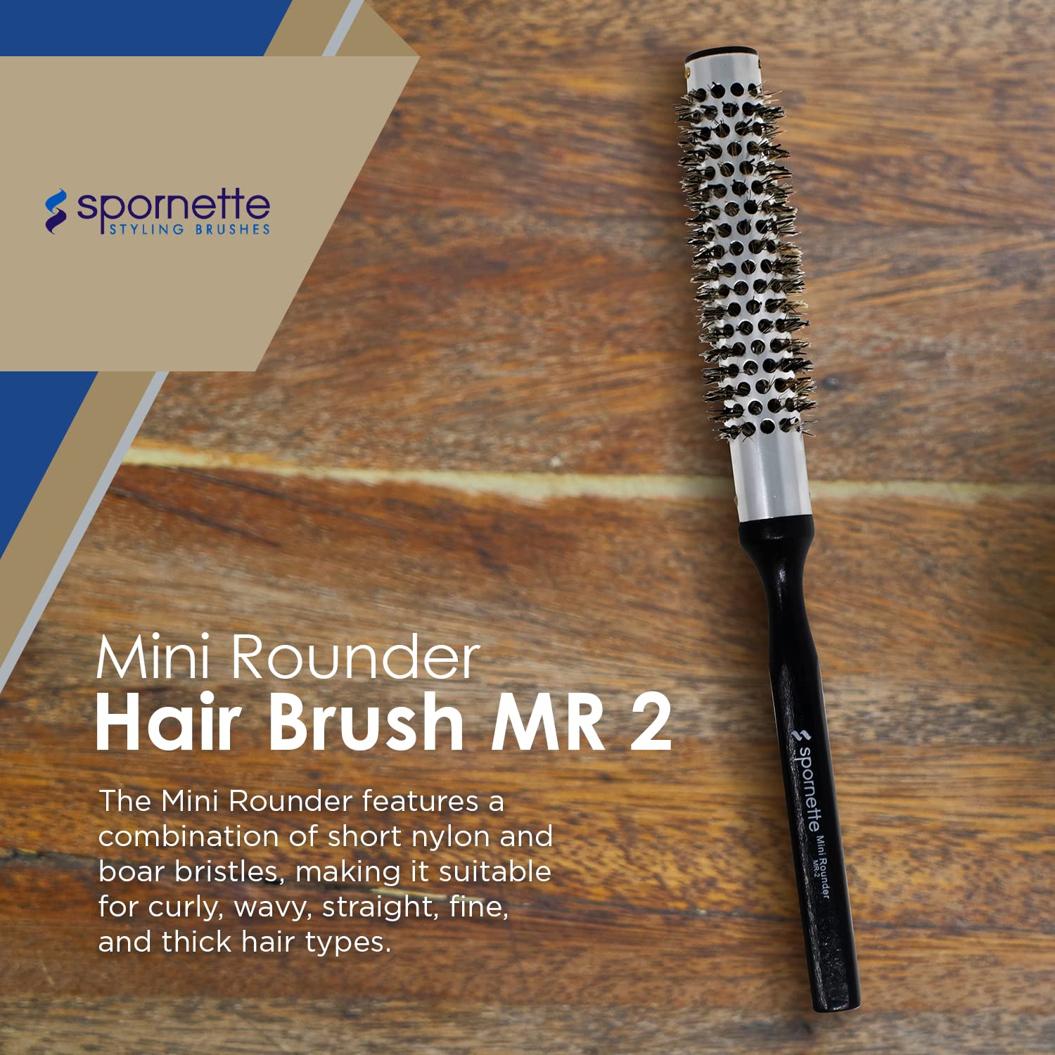 Spornette .75 Inch Mini Rounder Hair Brush MR 2