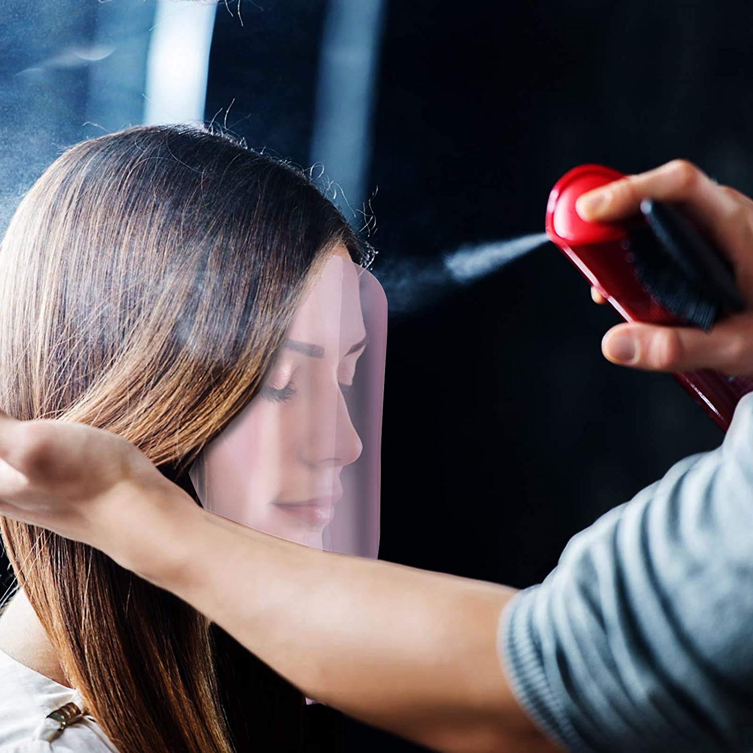 Auear, Pro Barber Hairspray Face Shield Hair Salon Hairdressing Hair Stylist Mask Salon Hair Cutting Dust Water Proof Plastic Sh