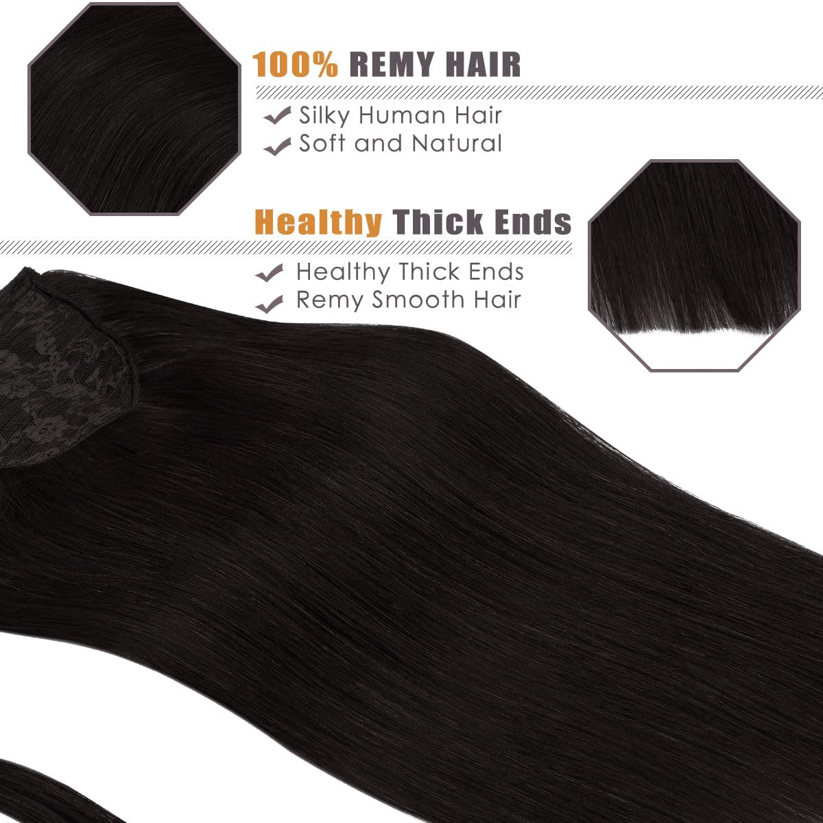 Lacerhair 14 Inch Short Ponytail Extensions Human Hair 70G Silky Straight Wrap Around Ponytails For Black Women Human Hair Natur