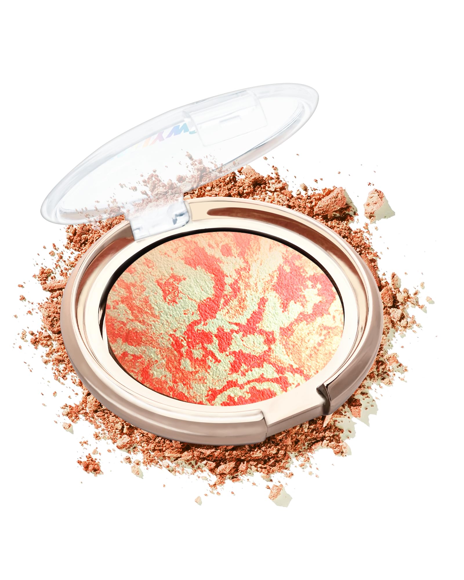 Baked Blush-Brighten Glow Marbleized Blush Powder Palette,Lightweight Shimmery Cruelty-Free Blush for Cheeks,Eyeshadow & Highlig