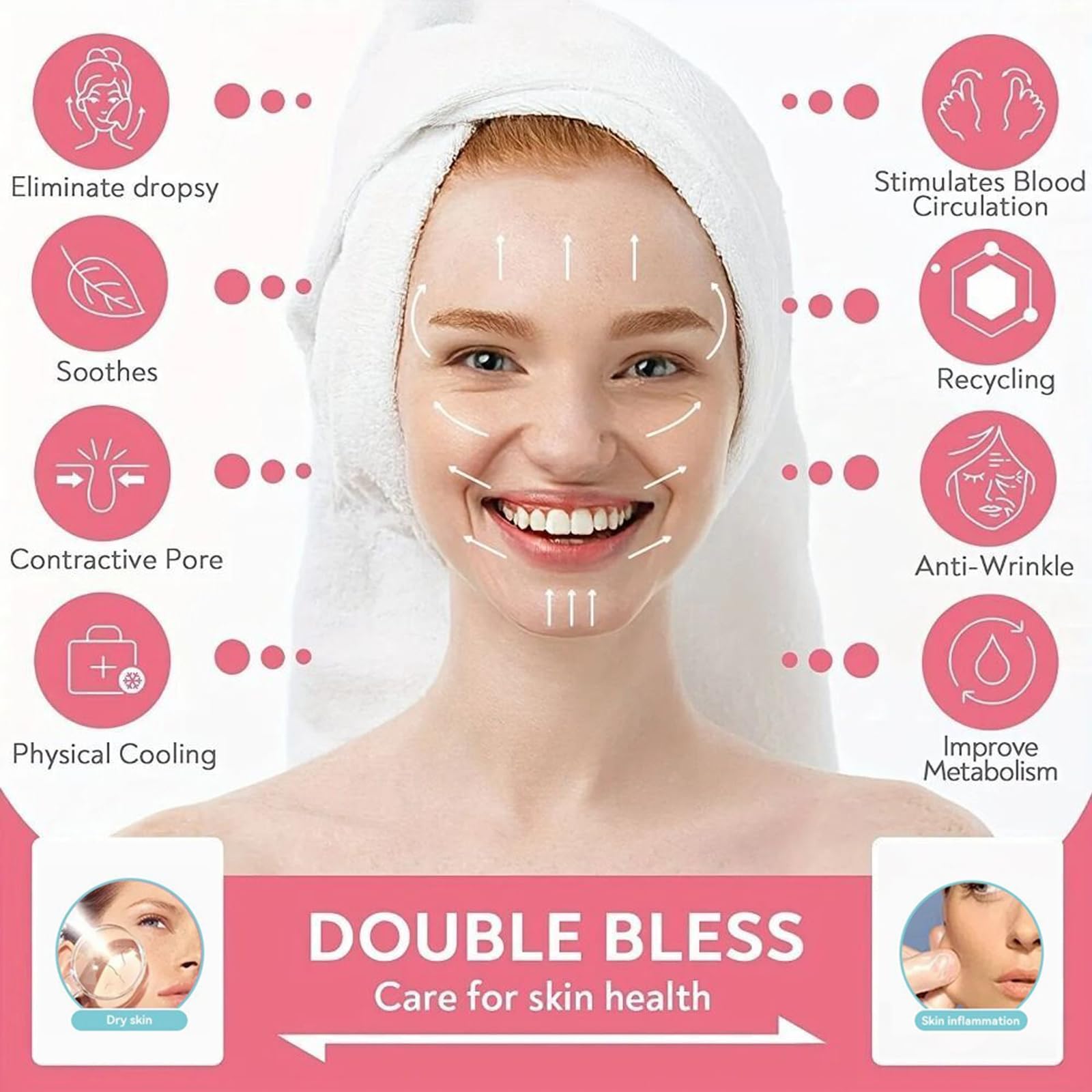Ice Roller for Facial Eyes Body, FantasyDay Reusable Silicone Ice Cube Mold Effectively Reduce Pores, Refresh & Brighten Skin, R
