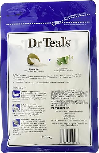 Dr Teal's Epsom Salt Soaking Solution with Eucalyptus Spearmint, 48 Oz