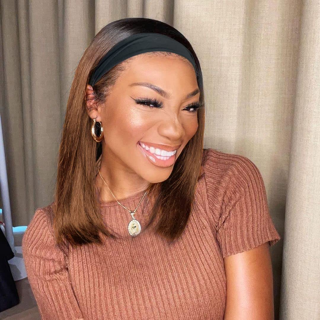 Headband Wigs for Black Women Ombre Wig 12inch Synthetic Headband Wig 180% Density Short Bob Wig for Women More Colors Straight 