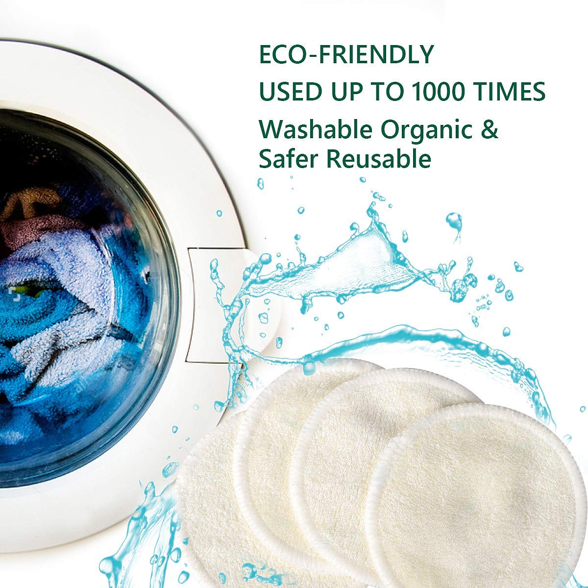 20 Packs Organic Reusable Makeup Remover Pads, Washable Eco-Friendly Natural Bamboo Cotton Rounds For All Skin Types With Cotton