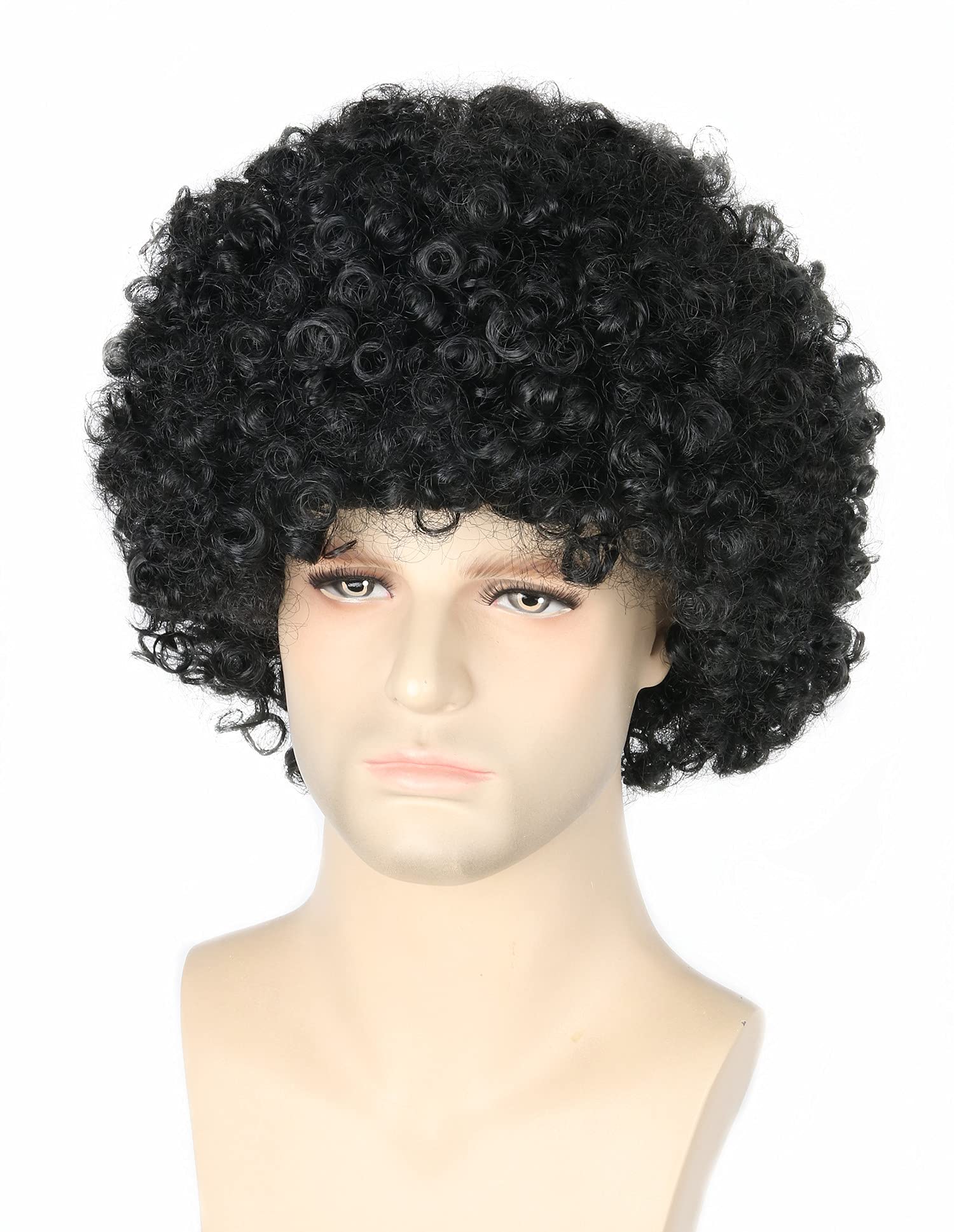 Topcosplay Black Afro Wig for Men or Women 70s 80s Disco Rocker Wig Costume Party Wigs