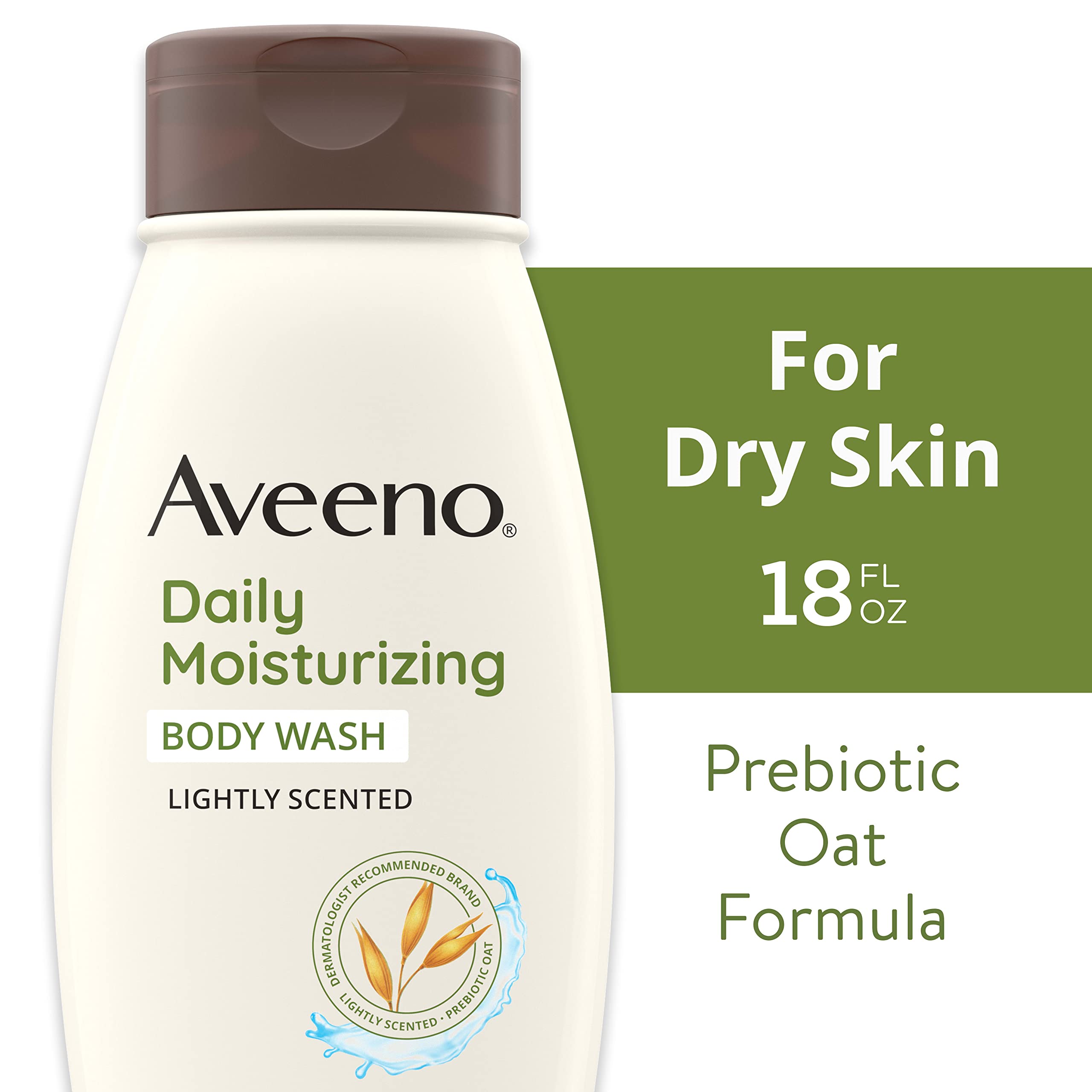 Aveeno Daily Moisturizing Body Wash for Dry & Sensitive Skin with Prebiotic Oat, Hydrating Oat Body Wash Nourishes Dry Skin & Ge