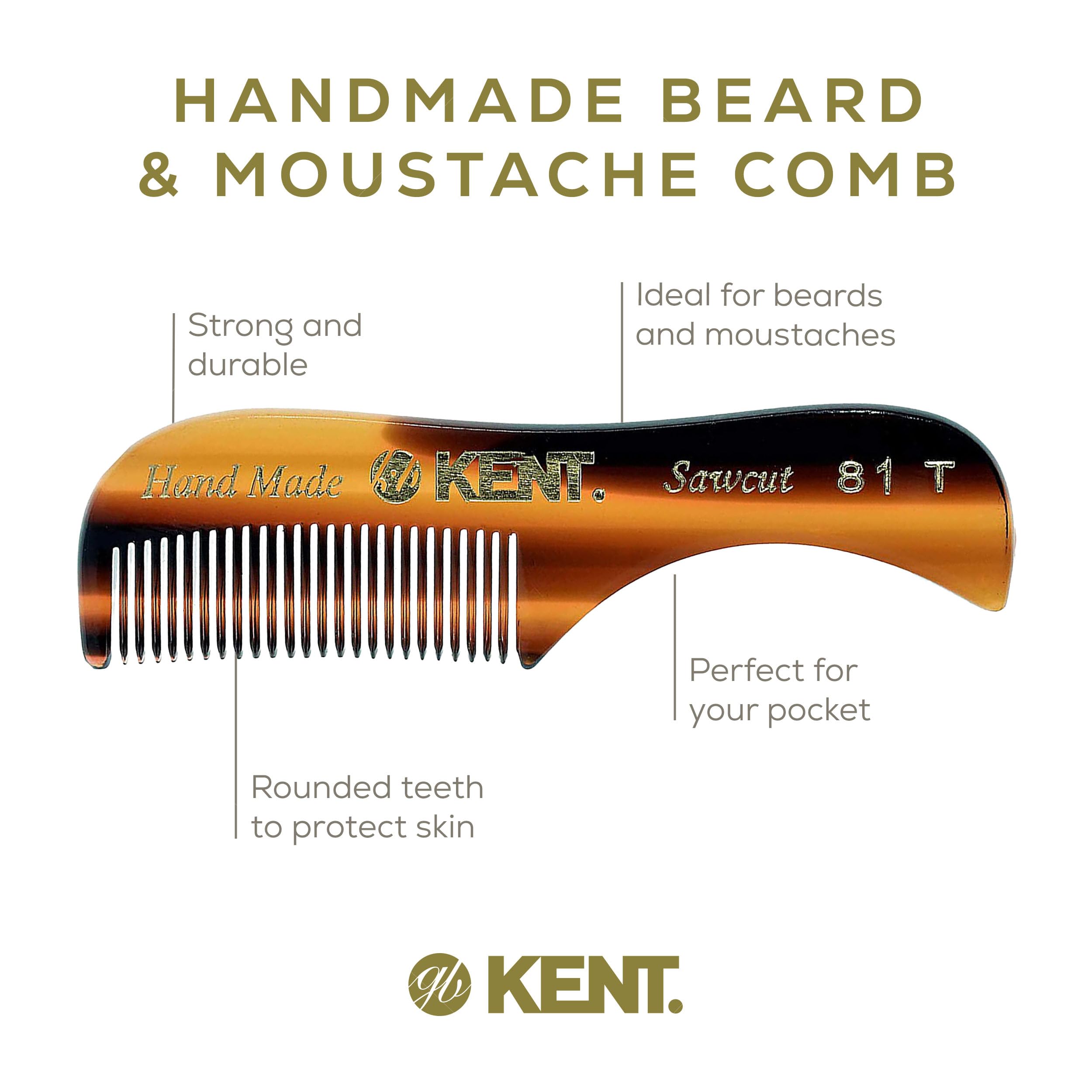 Kent A 81T X-Small Men'S Beard And Mustache Comb, Fine Toothed For Facial Hair Grooming And Styling. Quality Cellulose Acetate,