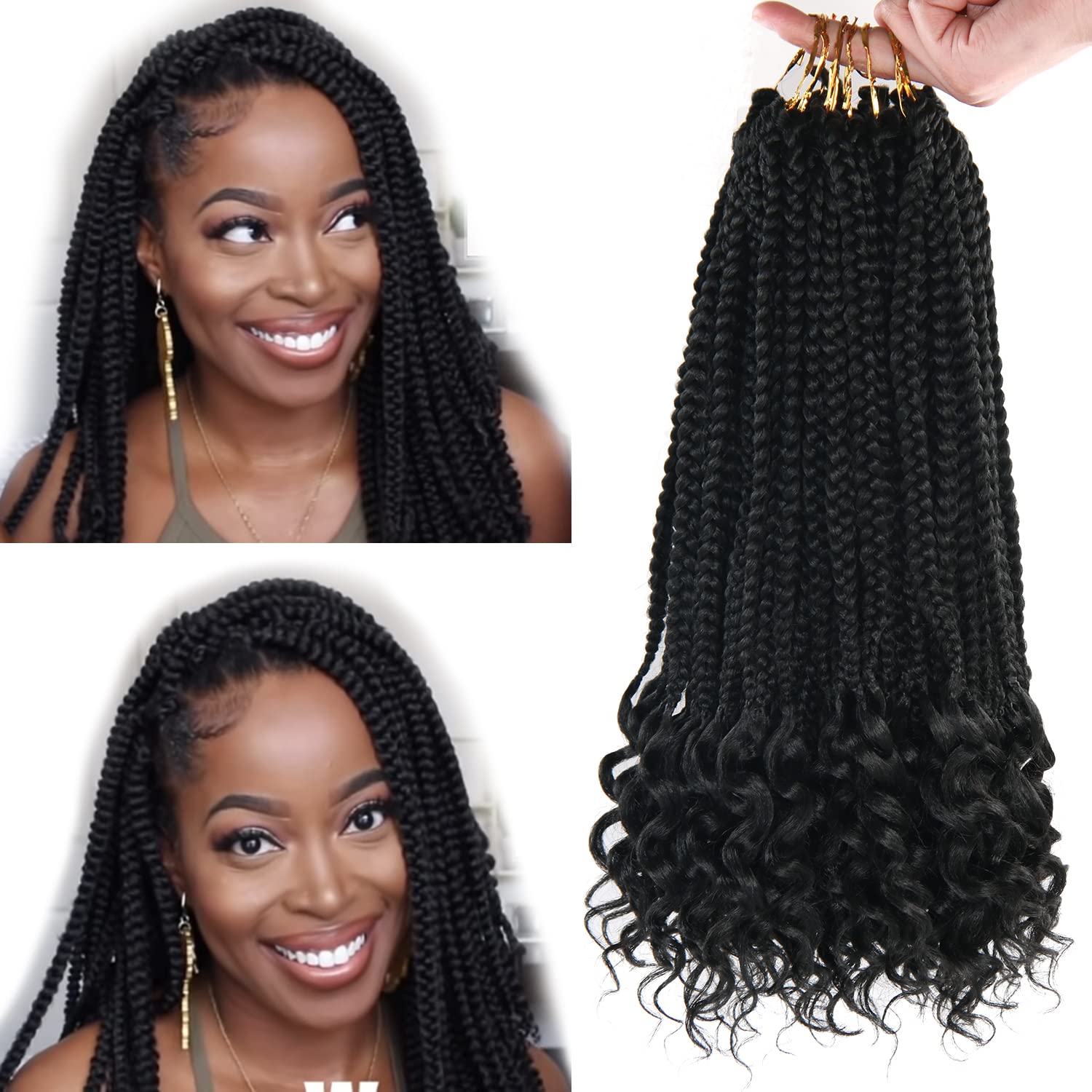 Crochet Box Braids Crochet Hair 14Inch Crochet Box Braids Hair Black Box Braids Hair With Curly Ends Crochet Braids Hair for Bla