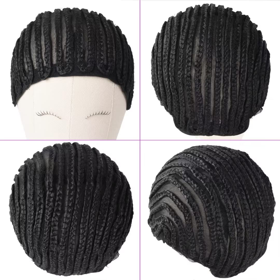Msloosily Cornrow Wig Cap For Crochet Braids Synthetic Braided Cap With Adjustable Straps Breathable Crochet Caps With 2 Combs B