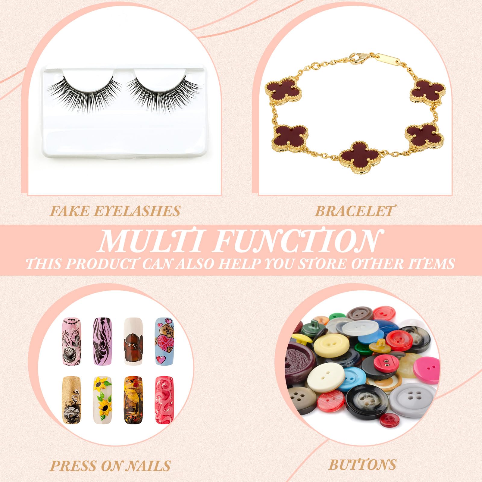 Landhoow 15 Pcs Press On Nail Boxes Nail Display Case With 30 Adhesive Tape Press On Nail Packaging Artificial Press On Nail Con