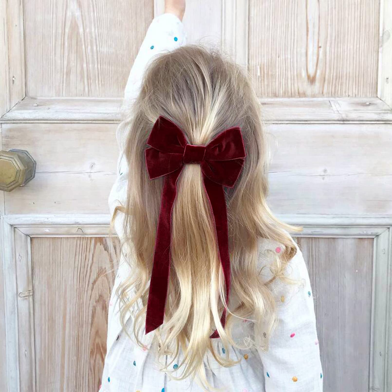 2Pcs Velvet Hair Bows Red Hair Ribbon Clips Big Fall Alligator Clips Hair Accessories For Women Girls Toddlers Kids Baby