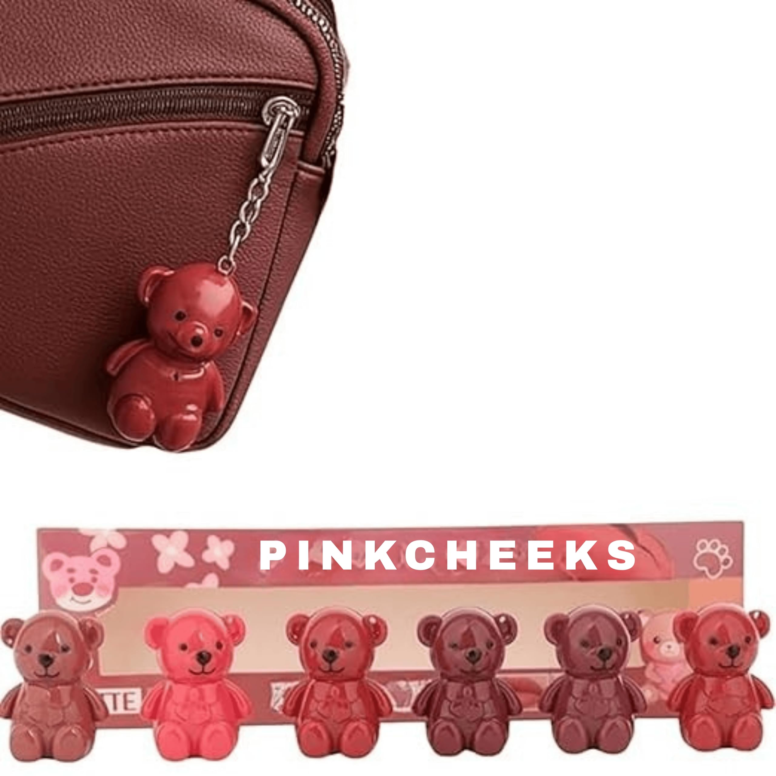 Teddy Bear Lipstick Set  6 Pcs Cute Keychain Liquid Lipsticks | Soft Matte Finish, Waterproof & LongLasting | Hydrating, Smudg