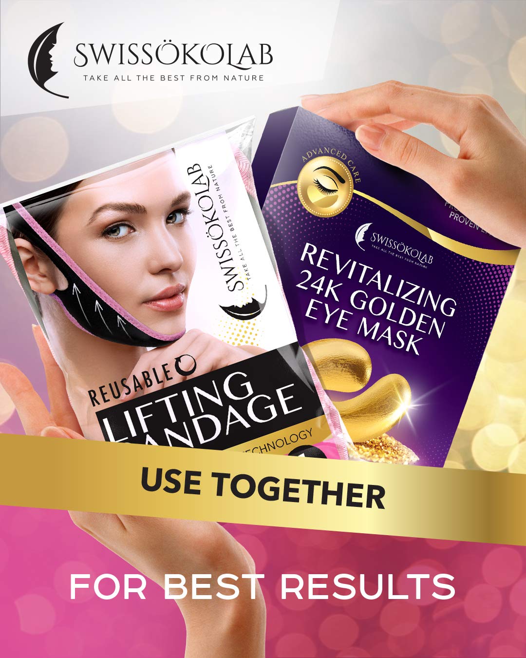 Swissokolab Reusable Face Slimming Strap Double Chin Reducer V Line Mask Chin Up Patch Chin V Up Contour Tightening Firming Tape