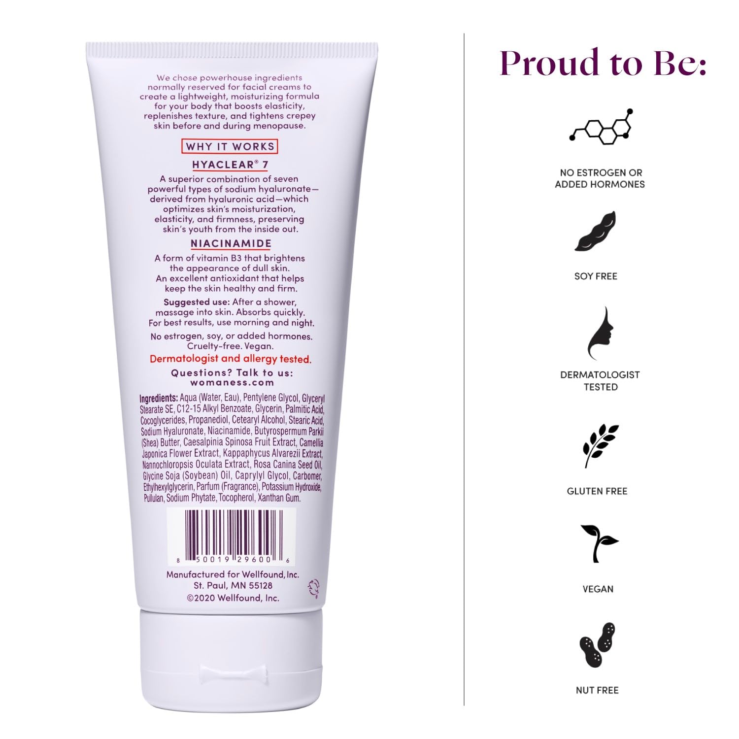 Womaness The Works All-Over Toning Body Cream - Hydrating & Smoothing Anti Aging Body Lotion - Niacinamide And Hyaluronic Acid F