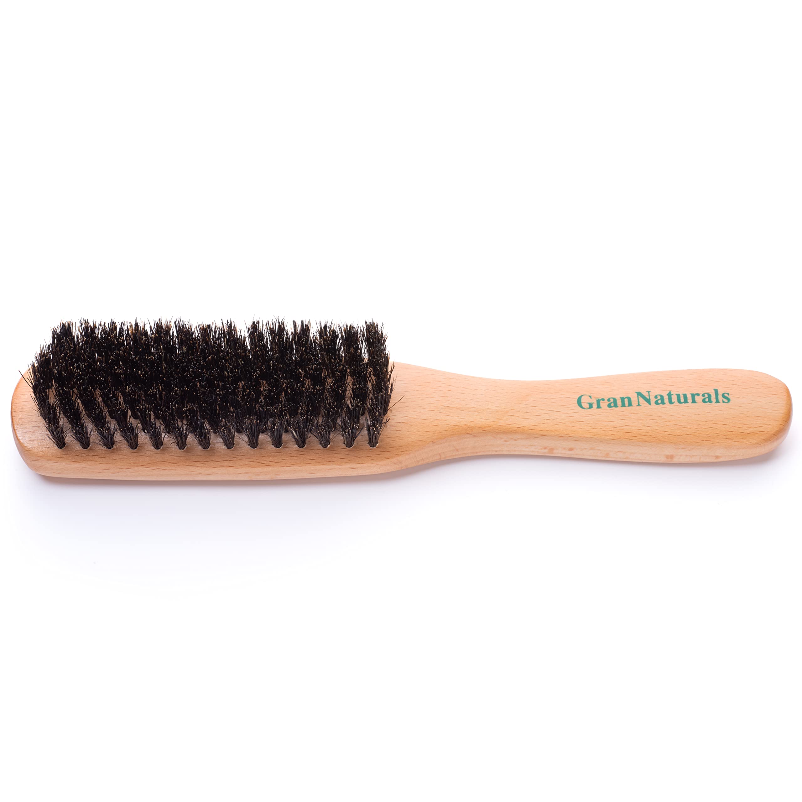 GranNaturals Boar Bristle Slick Back Hair Brush - Soft/Medium Smoothing Hairbrush to Style, Polish, & Lay Hair Down Flat to Crea