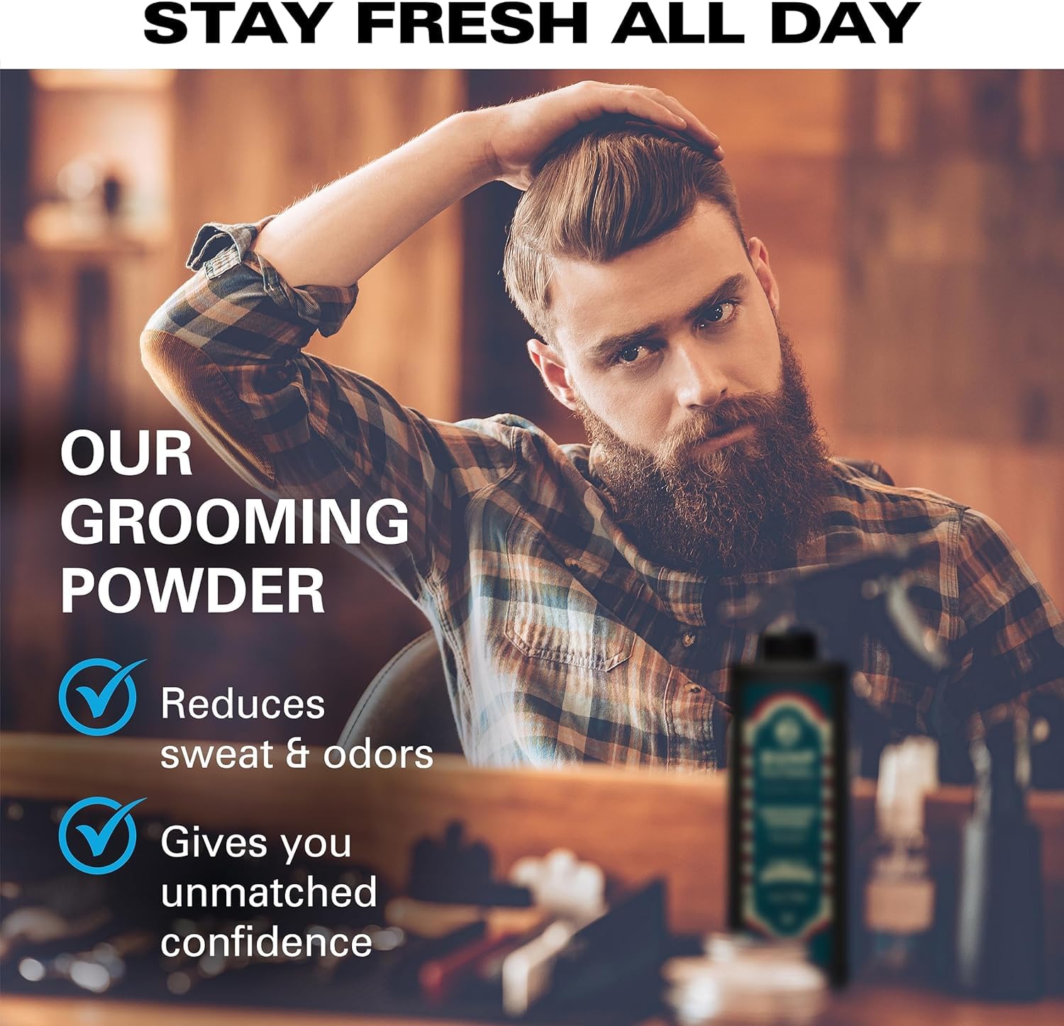 Bump Patrol Barber Pro Grooming Powder - Talc Free Hair And Body Powder For Men - Protects Against Sweat, Odor, And Chafing From