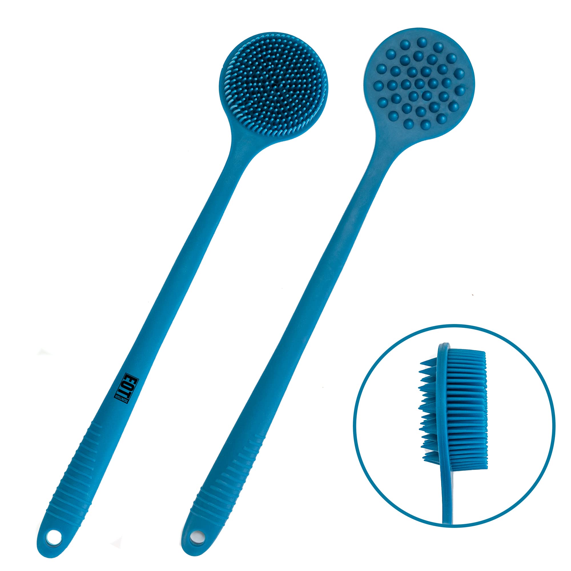 Eot Wellness Bendable Long Handled Silicone Back & Scalp Scrubber - Bath Shower Back Brush, Shampoo Scalp Massager, Shampoo Brus