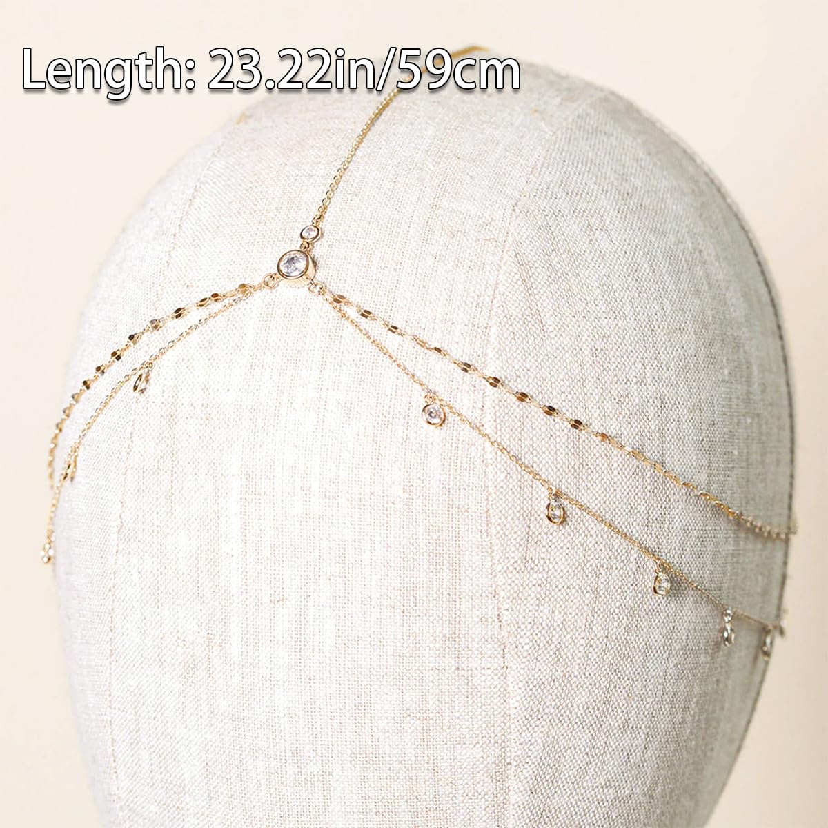 Rhinestone Head Chain Bohemian Wedding Headband Bridal Forehead Chain Layered Rhinestone Head Chain Gold Vintage Layered Rhinest