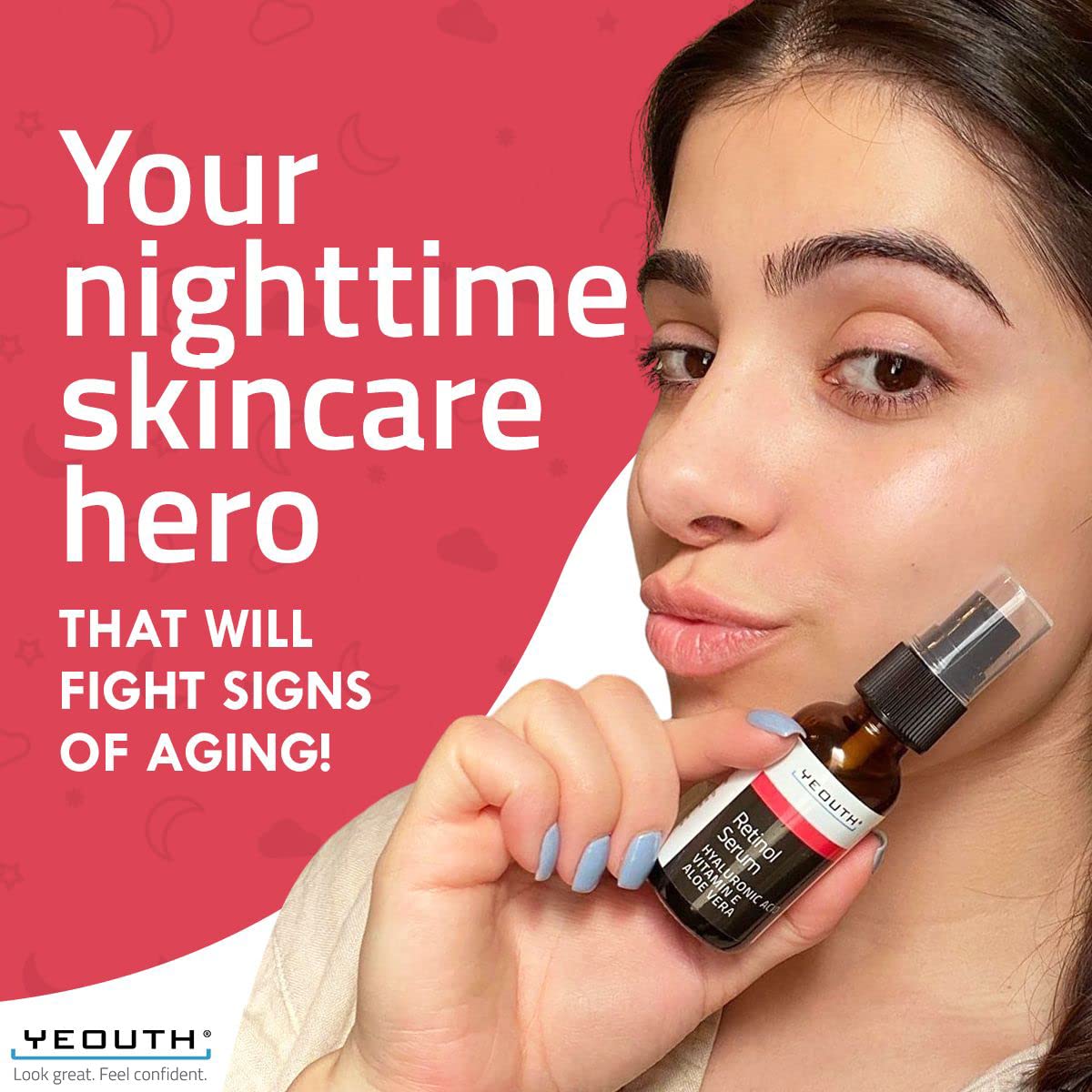 YEOUTH Retinol Serum for Face with Hyaluronic Acid, Hydrating Night Serum for Face, Retinol for Acne, Wrinkle & Dark Spots, Anti