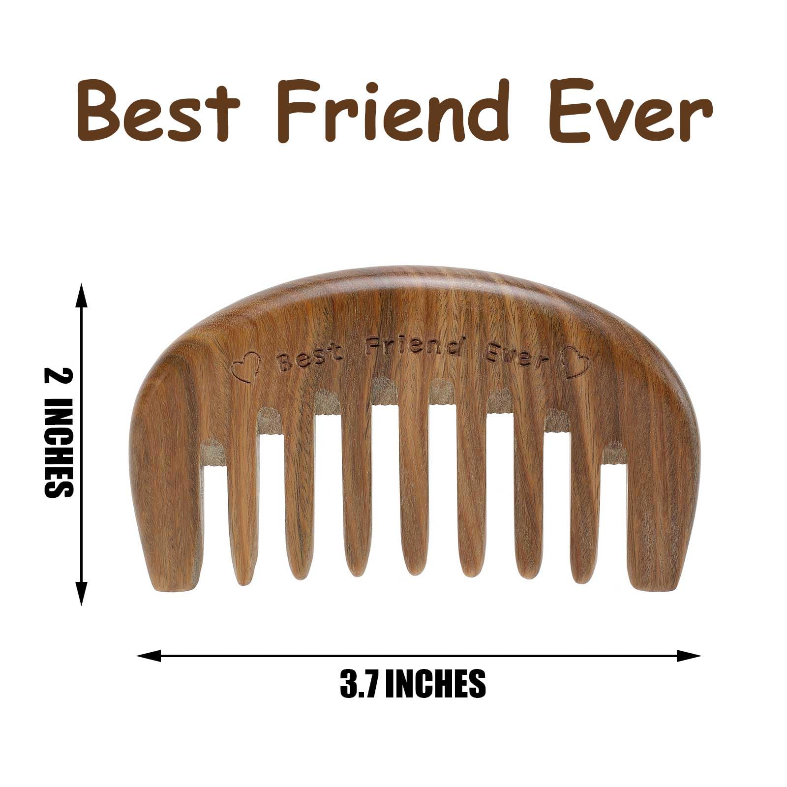 Moreinday Green Sandalwood Comb, Wide Tooth Comb For Women And Men, Detangling Comb, Hair Comb, Best Friend Ever Engraved, Porta