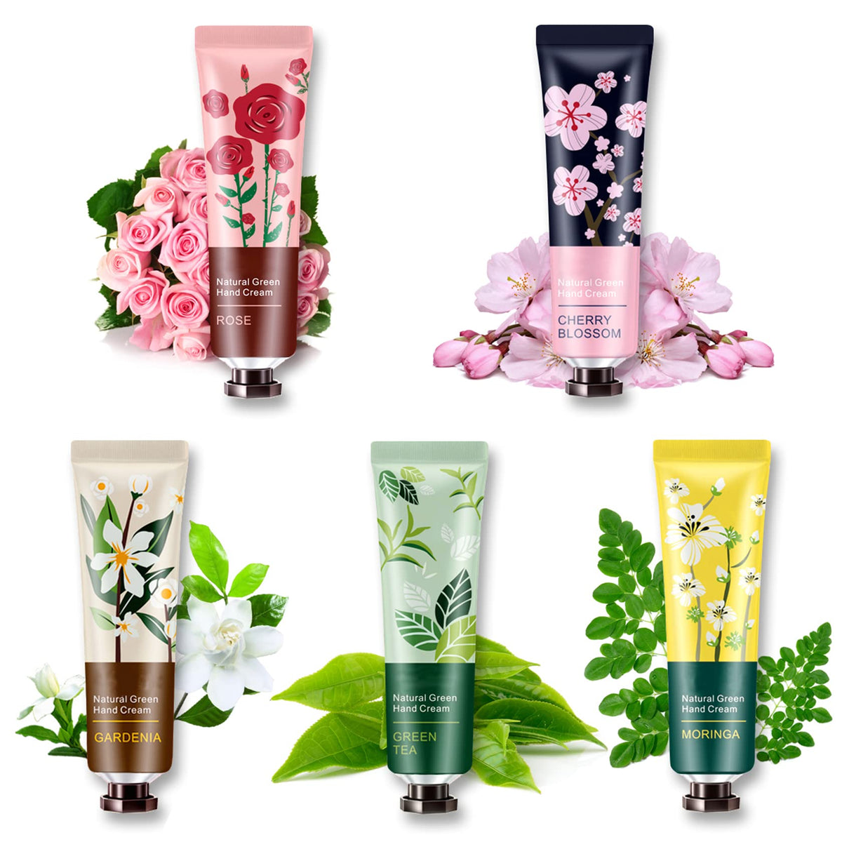 5 Pack Hand Cream For Chapped Hands,Natural Botanical Fragrance Hand Lotion,Mini Hand Cream For Working Dry Hands,Moisturizing T