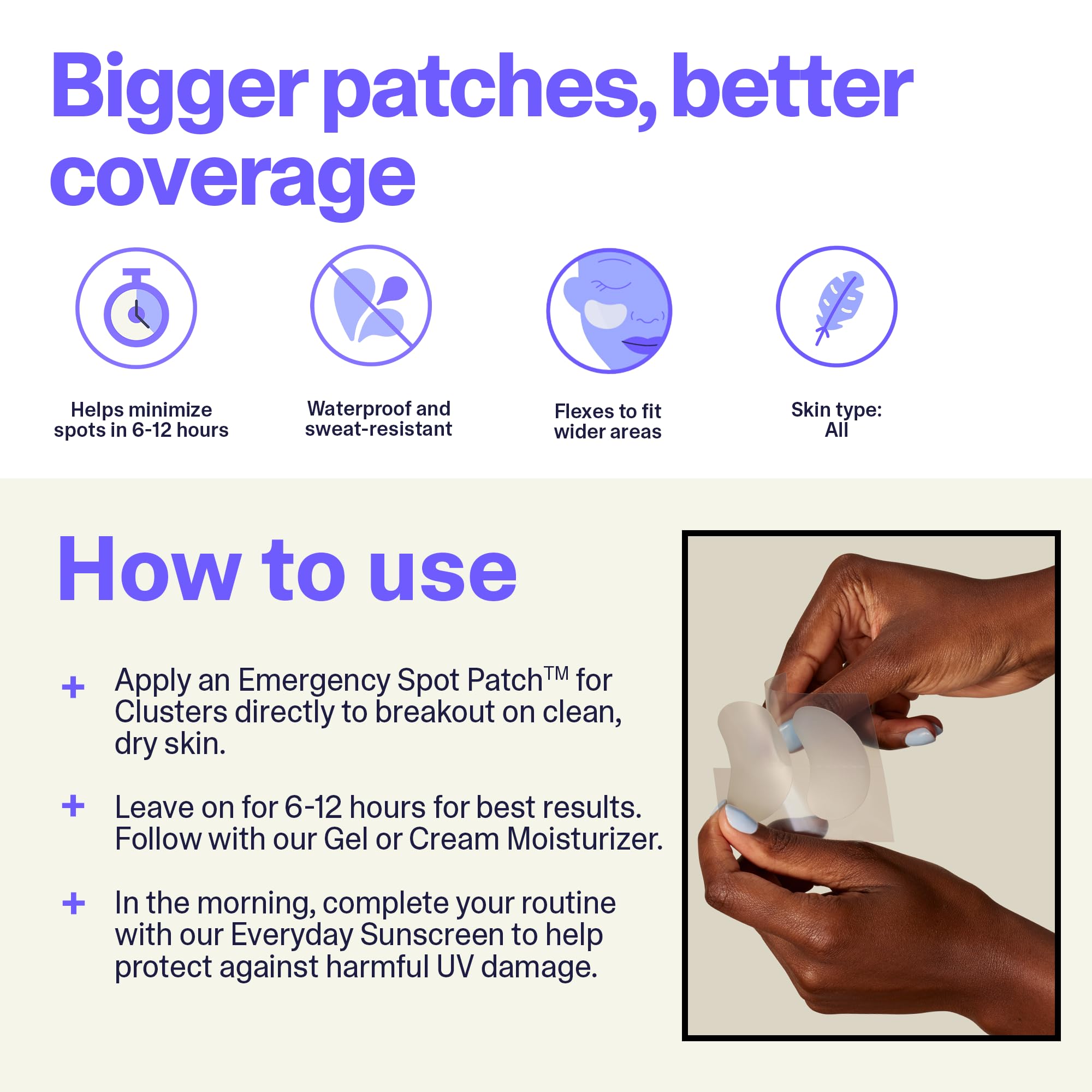 Curology Emergency Spot Patch Clusters For Breakouts, Fast Acting Large Hydrocolloid Pimple Patches For Face, Oil Absorbing, 14