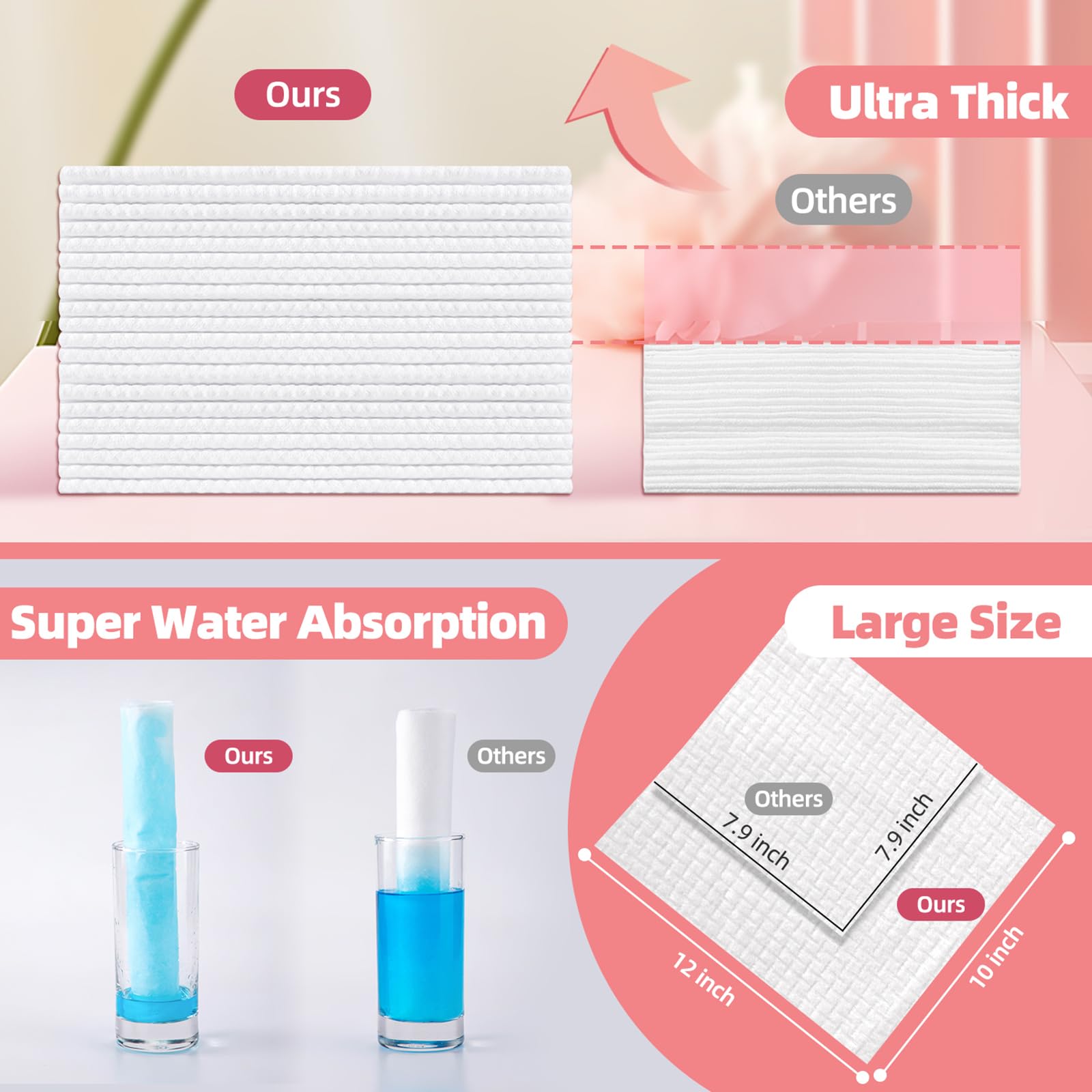 Icotle Disposable Face Towels, 10 ''  12 '' Facial Towelettes Disposable, Makeup Remover Dry Wipes For Sensitive Skin, Makeup Re