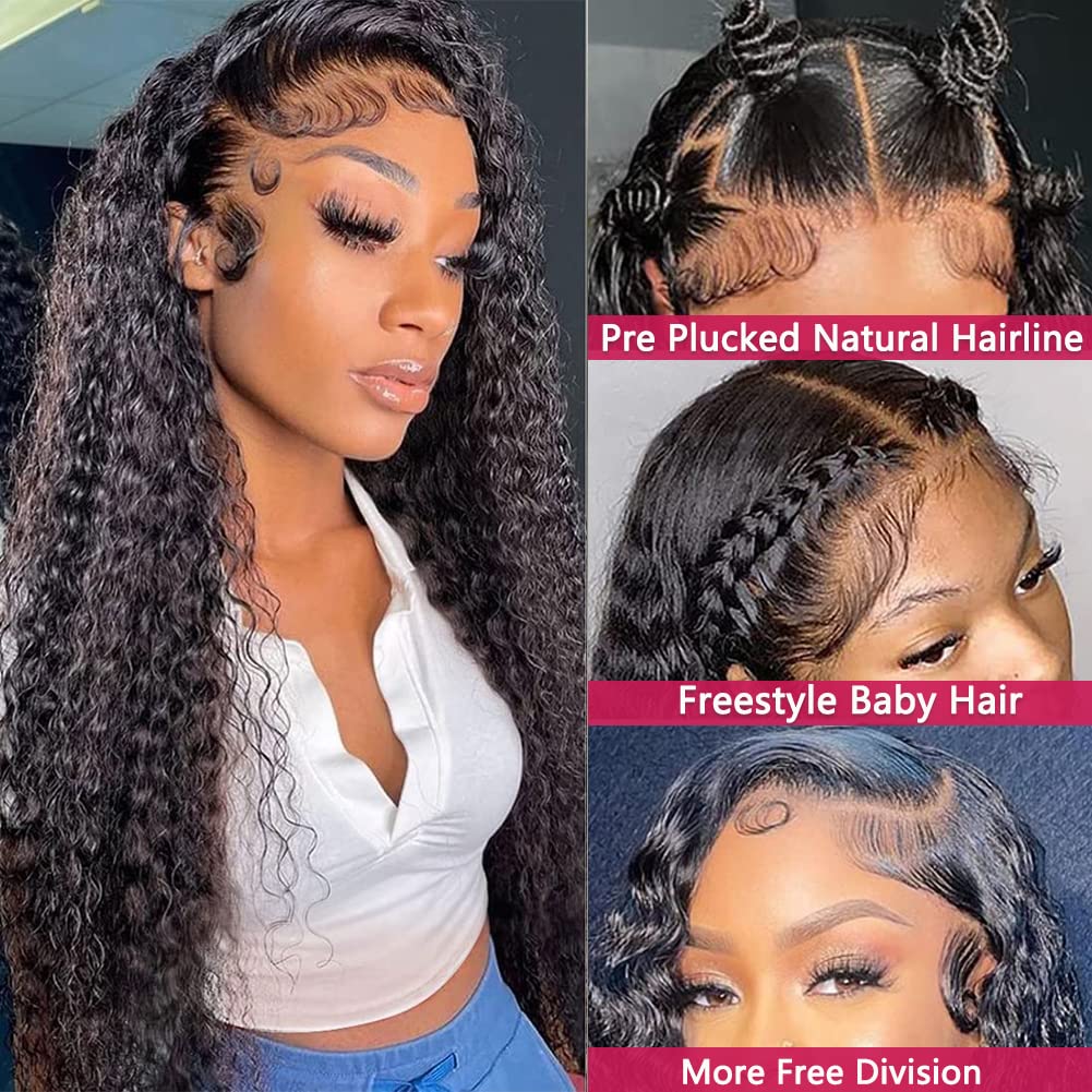 Alibeauty 13X4 Hd Transparent Lace Front Wigs Human Hair Pre Plucked Hairline With Baby Hair 180 Density Brazilian Water Wave Wi