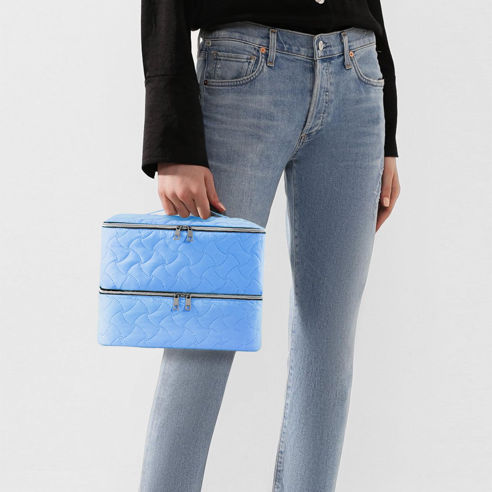 Nail Polish Organizer Case Holds 42 Bottles (15Ml/0.5 Fl.Oz), Double-Layer Nail Polish Storage With Adjustable Dividers, Portabl