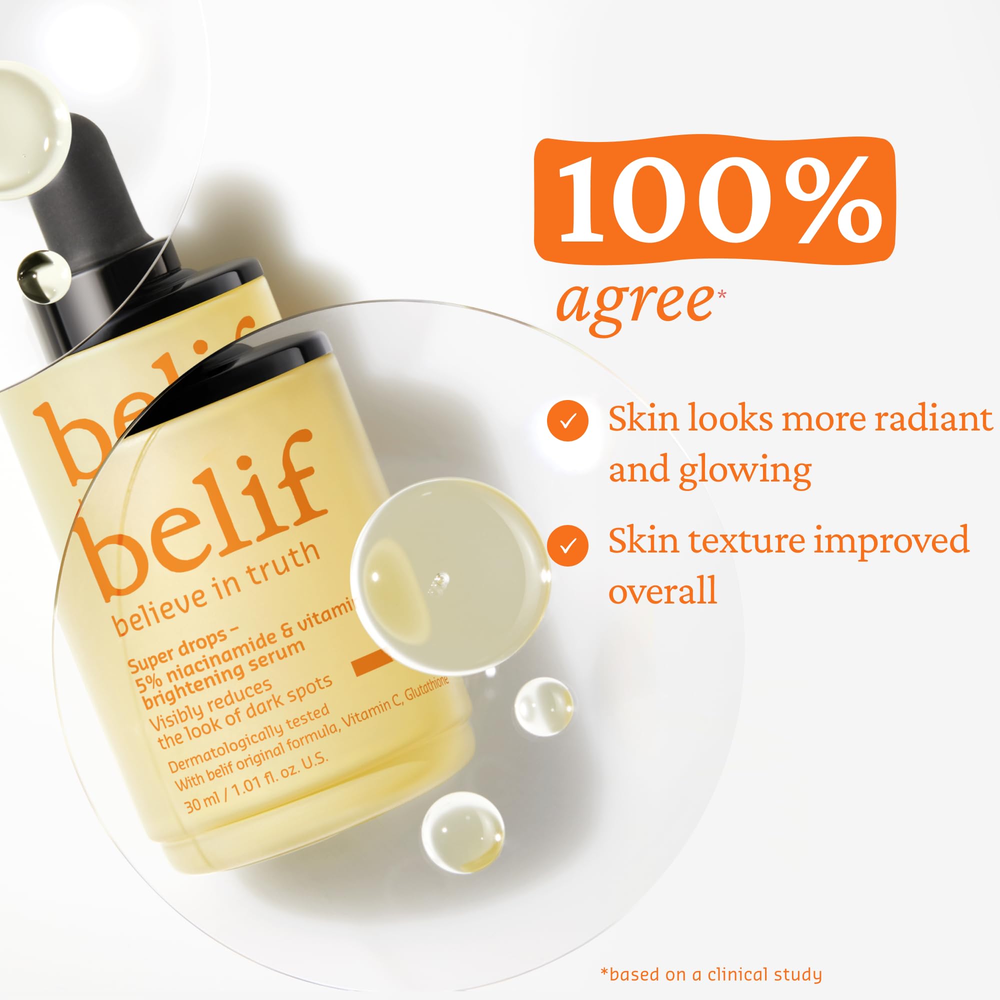 Belif Super Drops 5% Niacinamide & Vitamin C Serum | Evens Skin Tone, Reduces Dark Spots & Post-Blemish Marks, Soothes Redness W