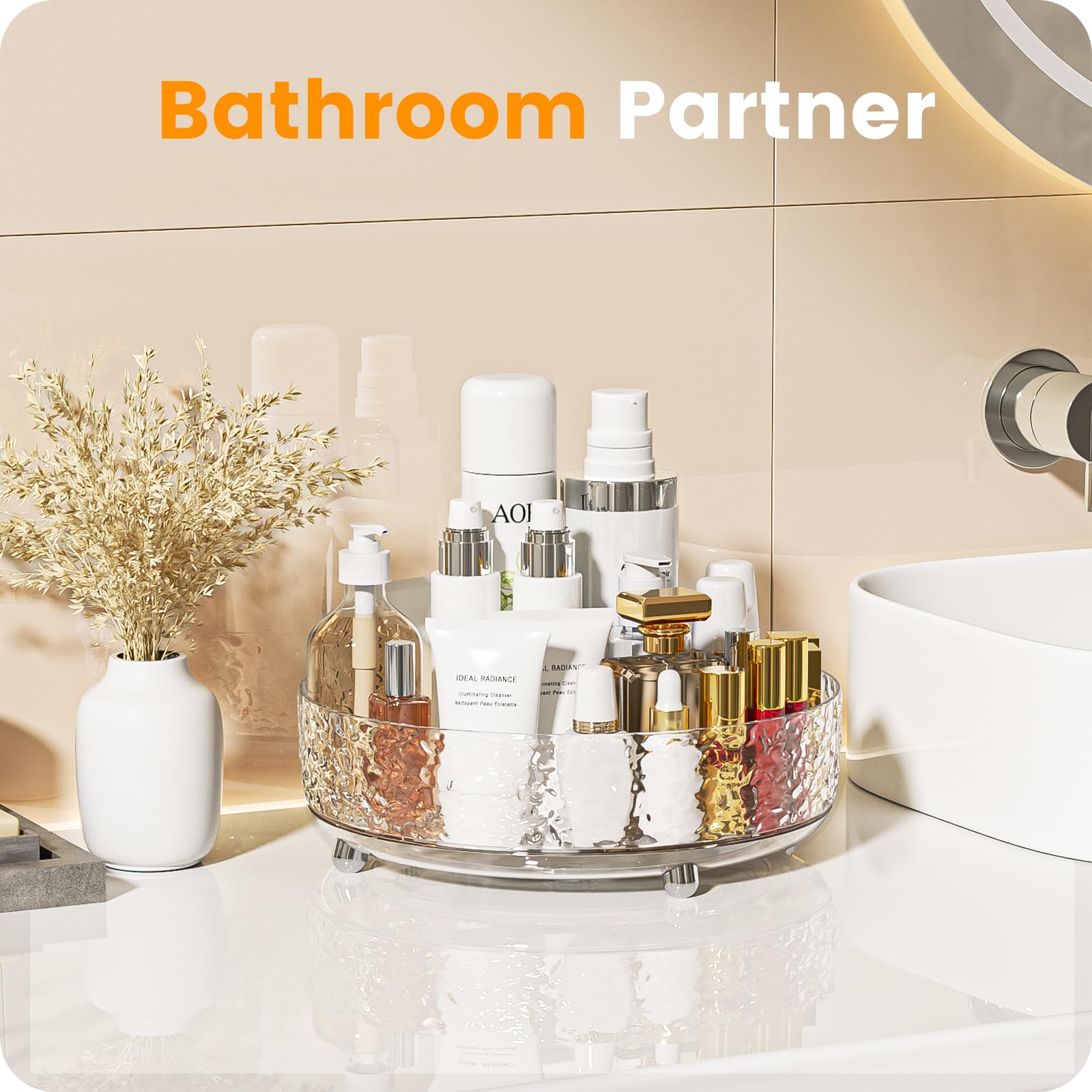 ?Water Ripple?A-Lugei 11'' Makeup Organizer Countertop,???????Rotating? Perfume Organizer, Bathroom Organizer And Storage, Skinc